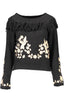 BLUGIRL Pullover Damen – Schwarzer Winterpullover mit Stickerei und Angora Schwarz