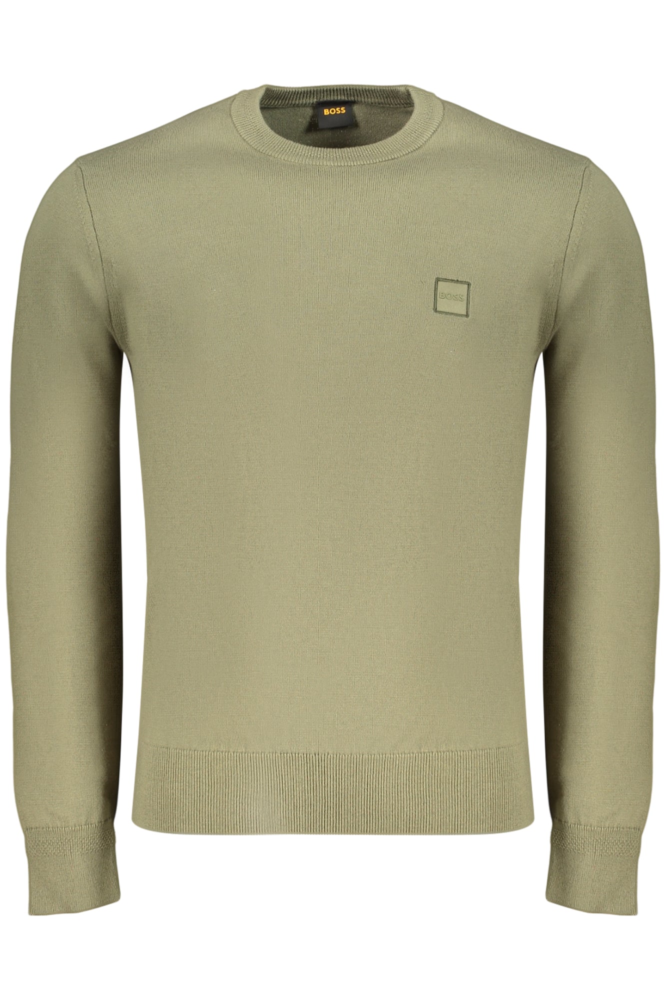 BOSS Herren Oberteile – Pullover, Langarm, aus Baumwolle Grün