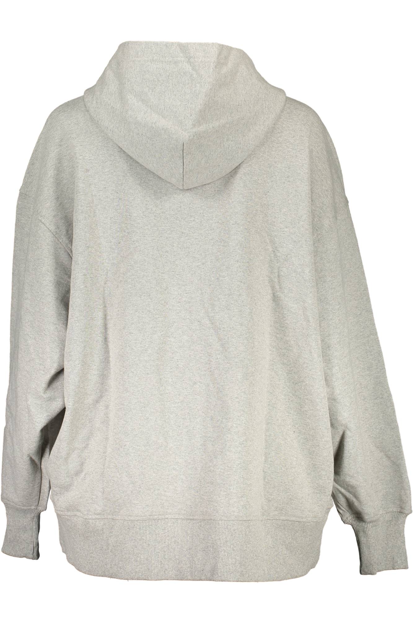 CALVIN KLEIN Sweatshirt Damen mit Reißverschluss – Kapuze & Taschen in Beige Grau