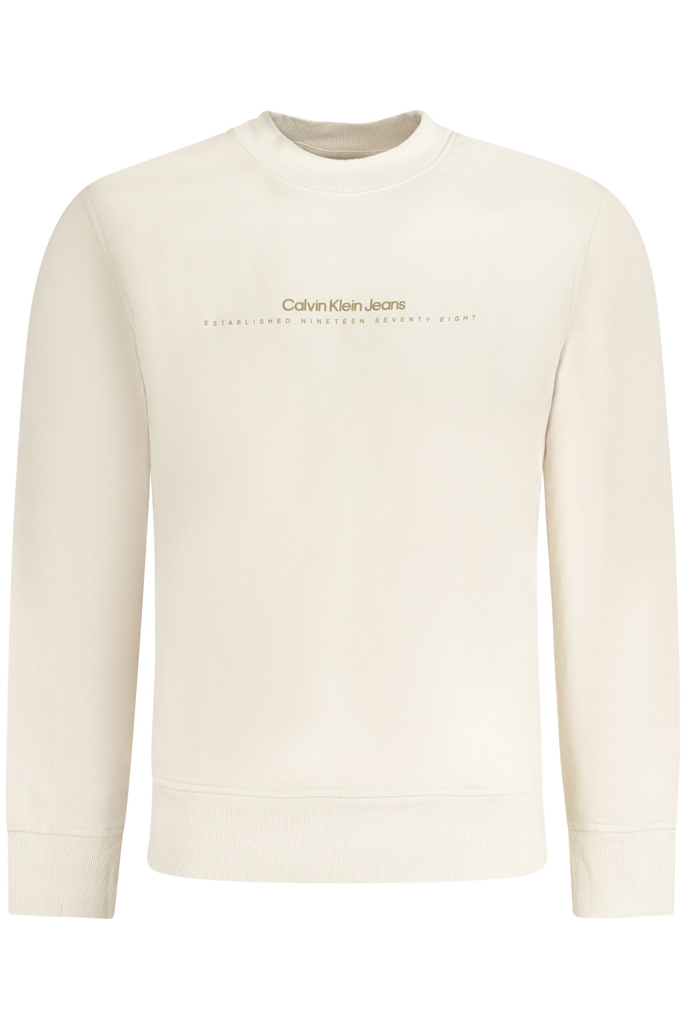 Calvin Klein Sweatshirt Herren Beige – Runde Halsausschnitt mit Logo-Print Beige