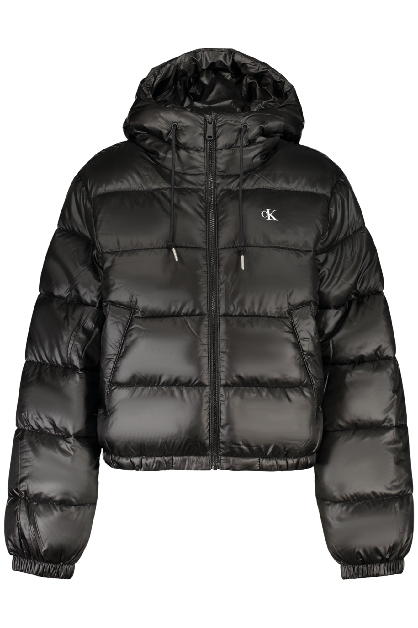 CALVIN KLEIN Damen Jacke – mit Kapuze, mit Taschen Schwarz