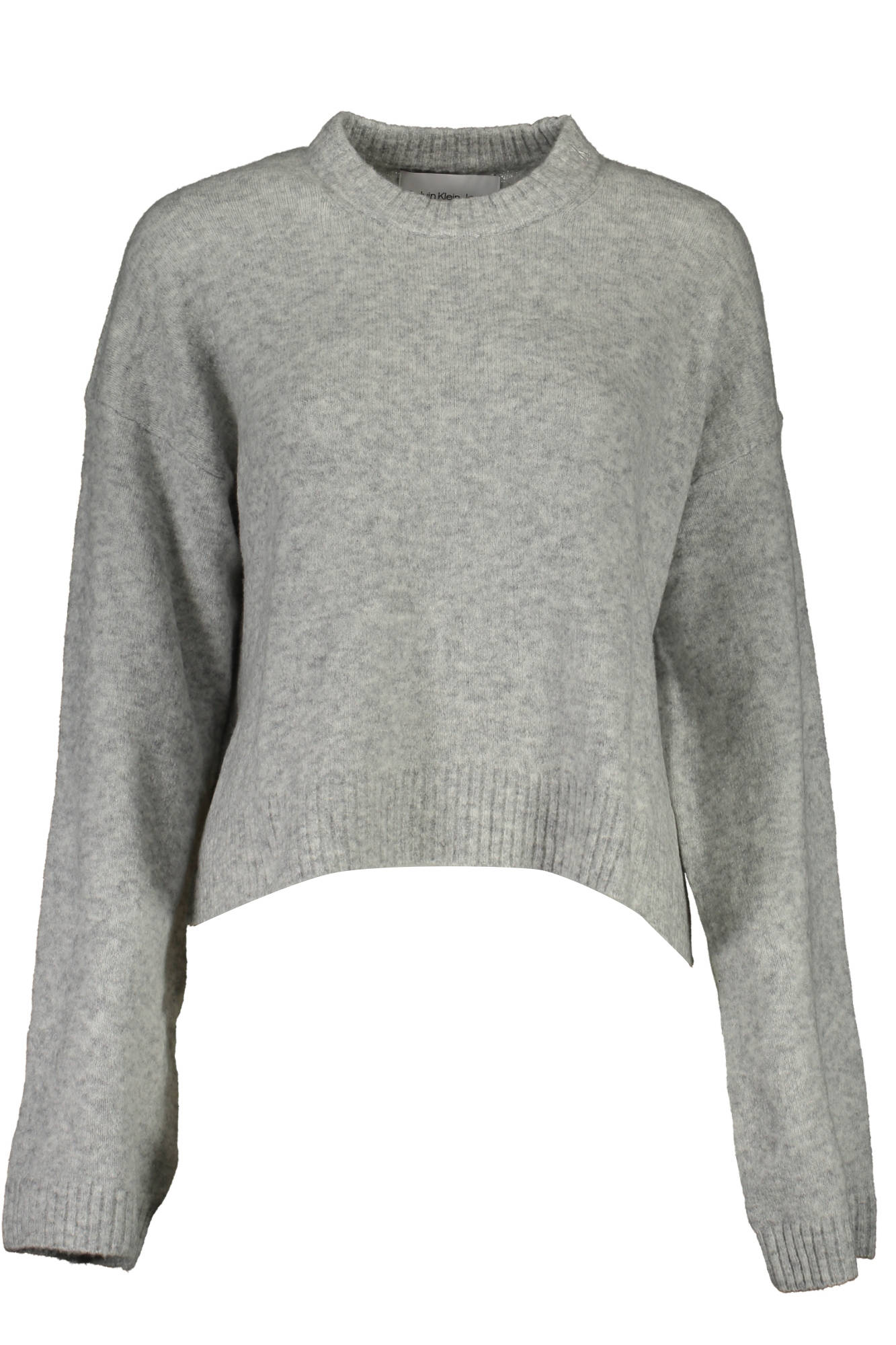 Calvin Klein Pullover Damen – Grauer Strickpullover mit Logo-Stickerei für Herbst/Winter Grau