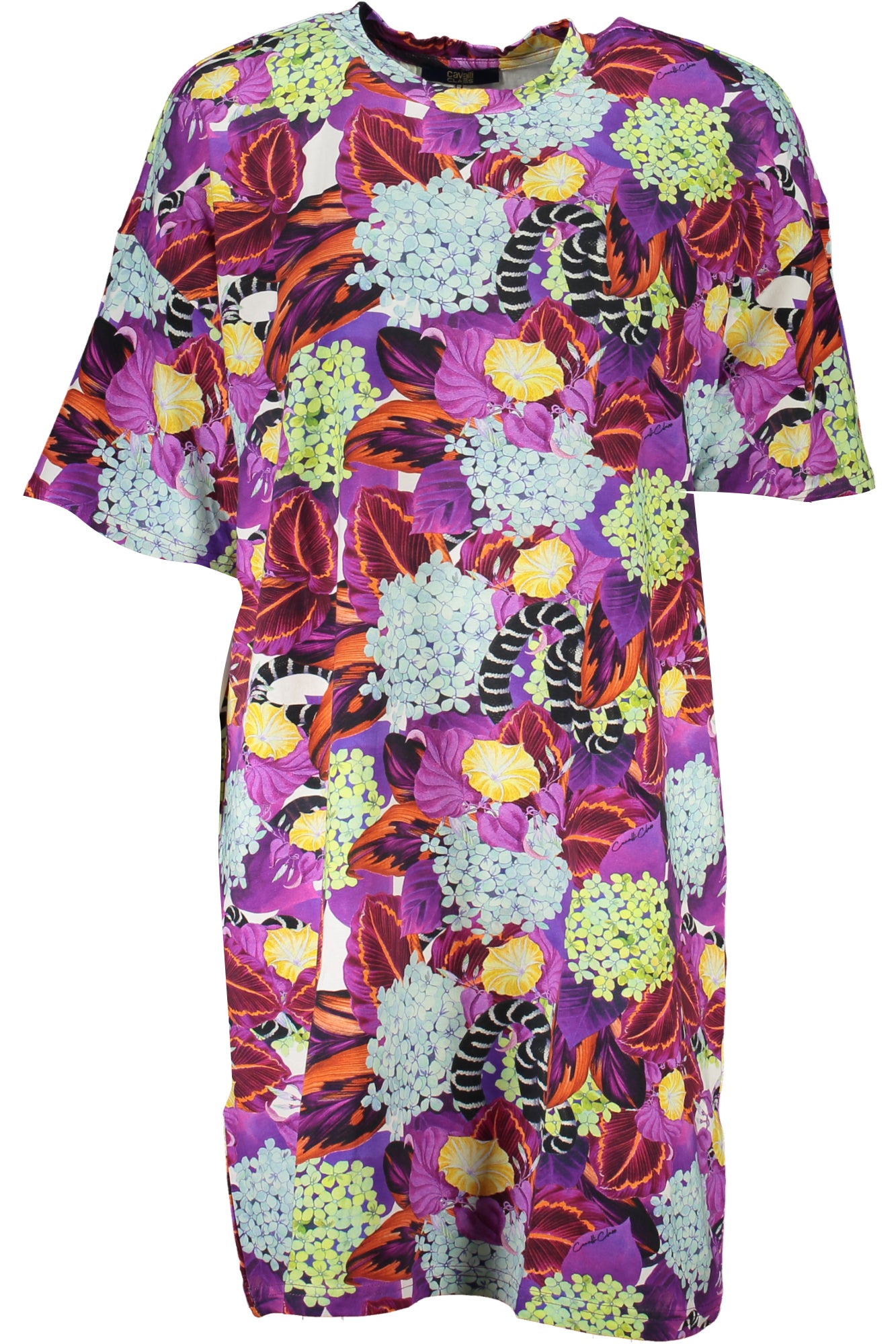 CAVALLI CLASS Kurzes Kleid Damen – Lila Sommerkleid mit Logo | soulluna.de Violett