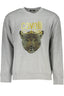 Cavalli Class Sweatshirt Herren mit Reißverschluss – Blaues Fleece aus Italien Grau