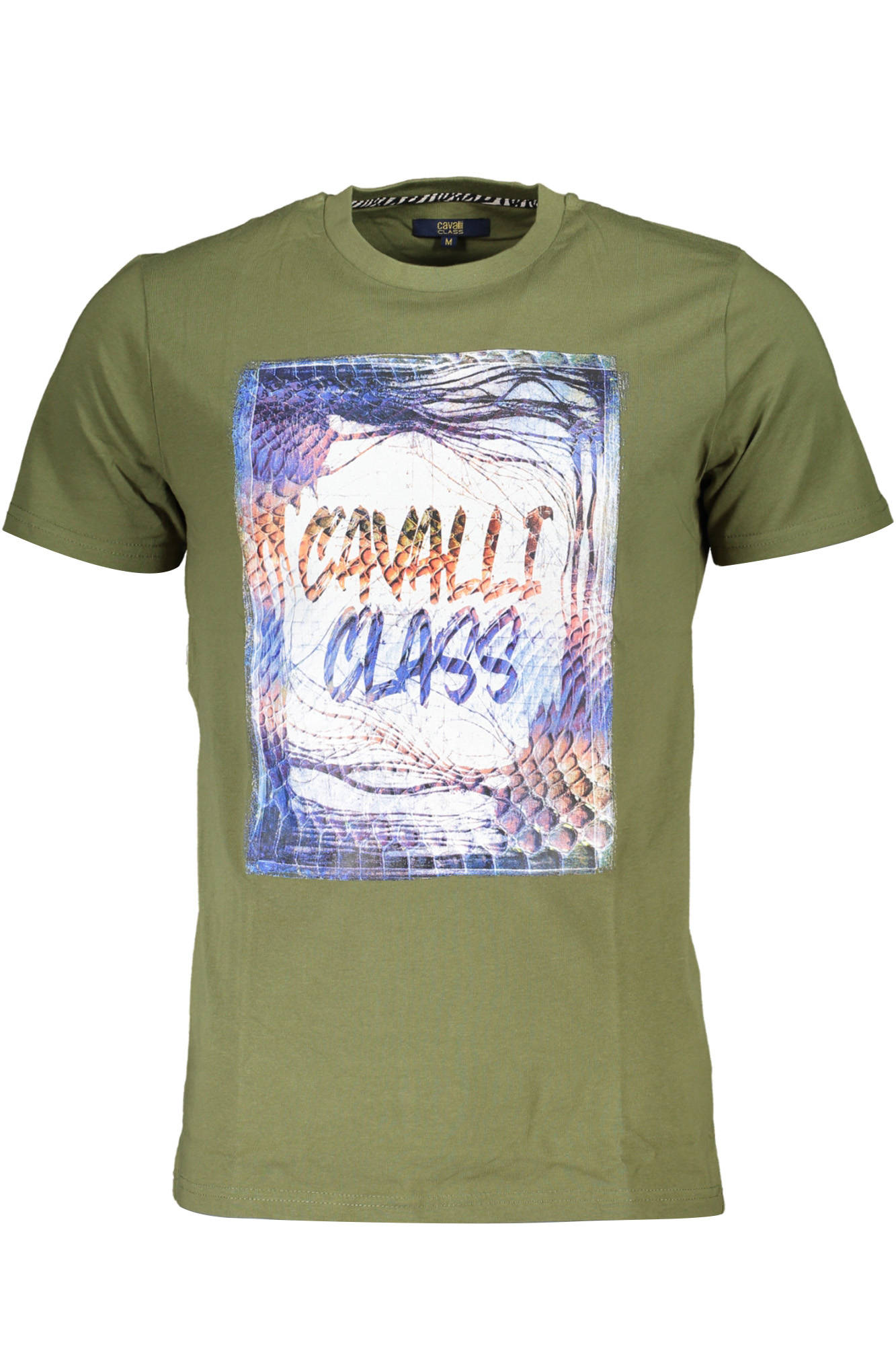 Cavalli Class Langarm-T-Shirt Herren – Grünes Basic aus 100% Baumwolle Grün