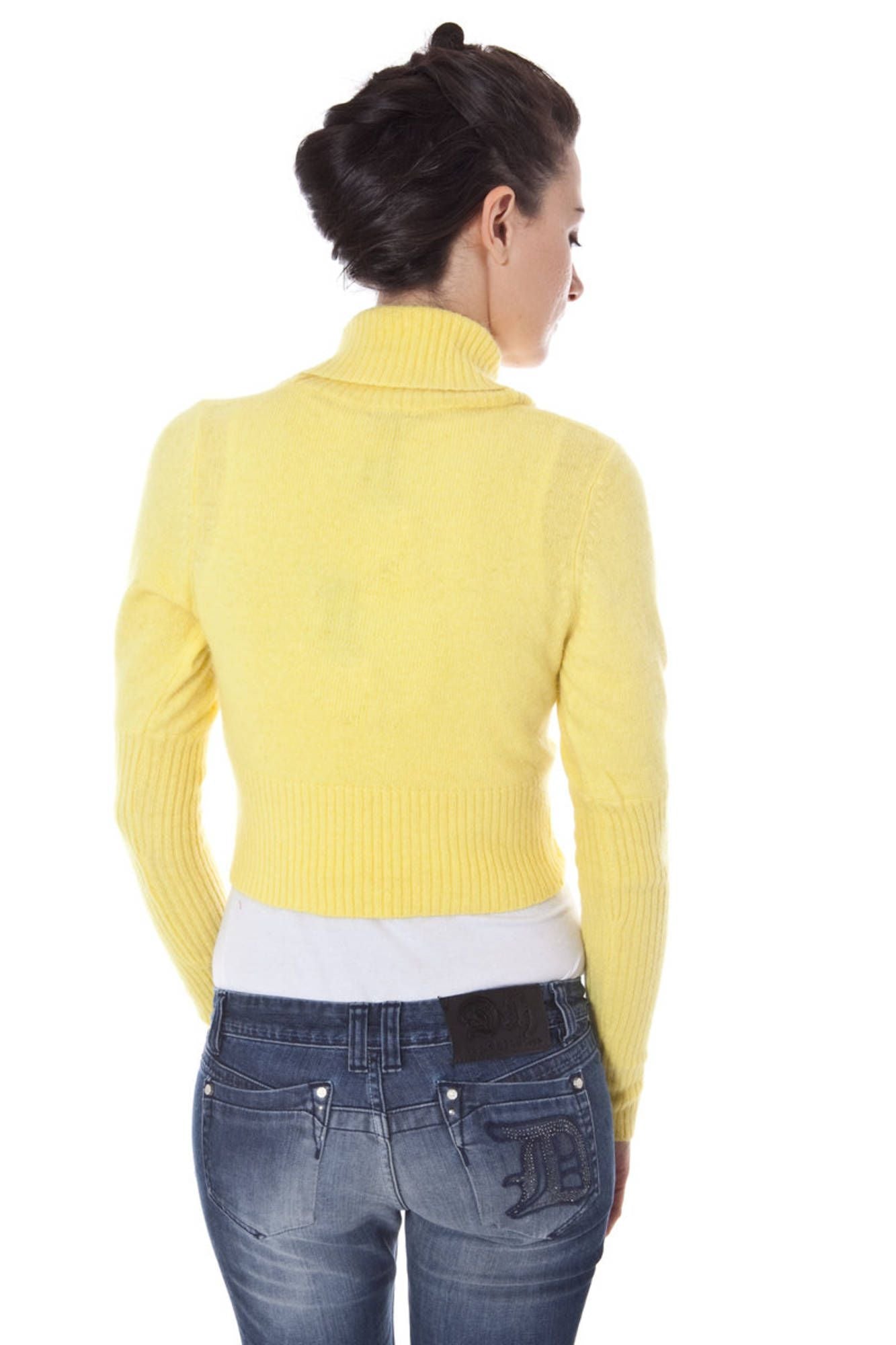 DATCH Shrug Damen – Langes Strickjäckchen in Lila mit Knopfverschluss für Herbst/Winter Gelb