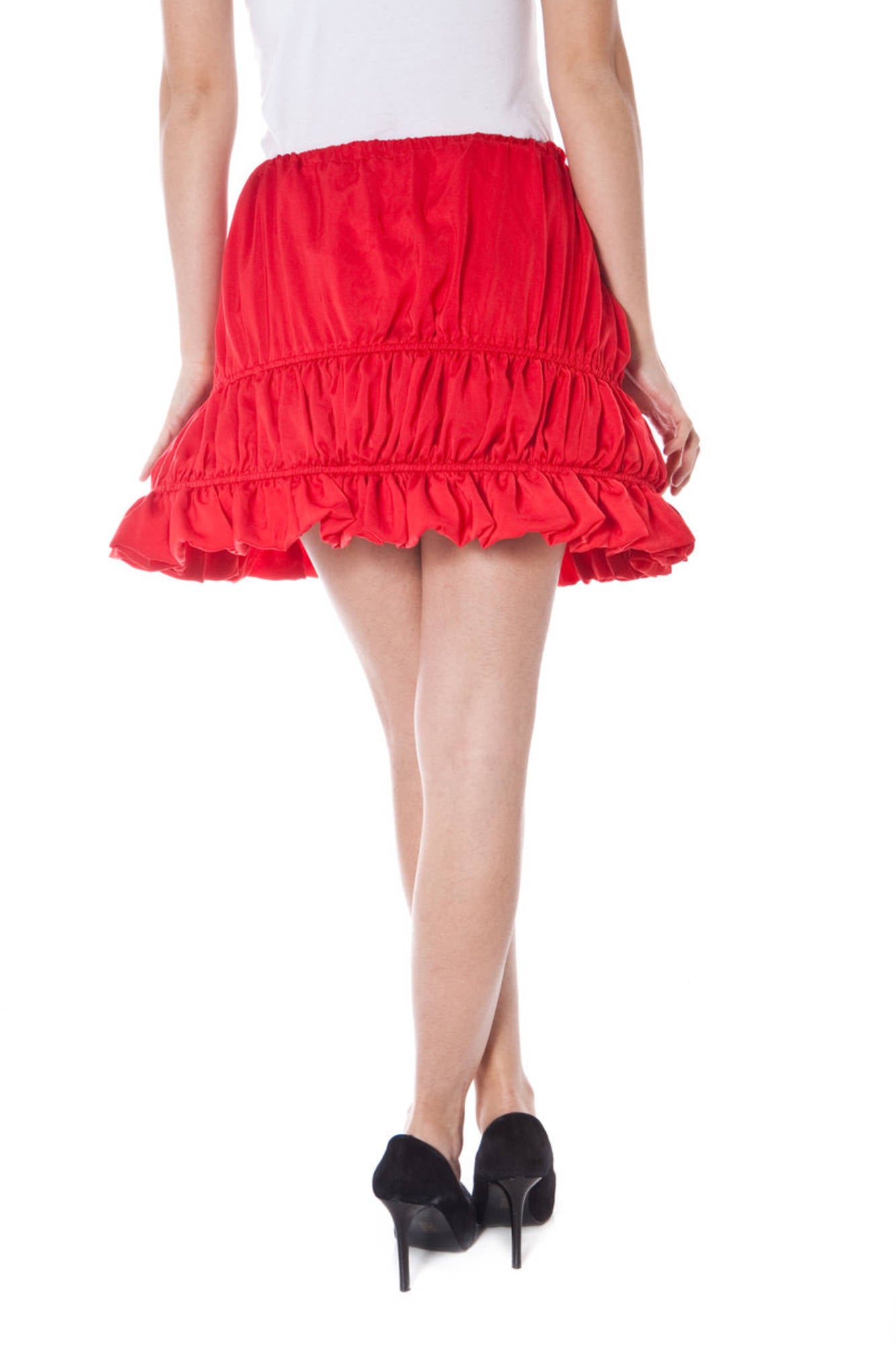 DENNY ROSE Kurzer Ballonrock Damen Rot – Verstellbare Taillenspitze aus Italien Rot