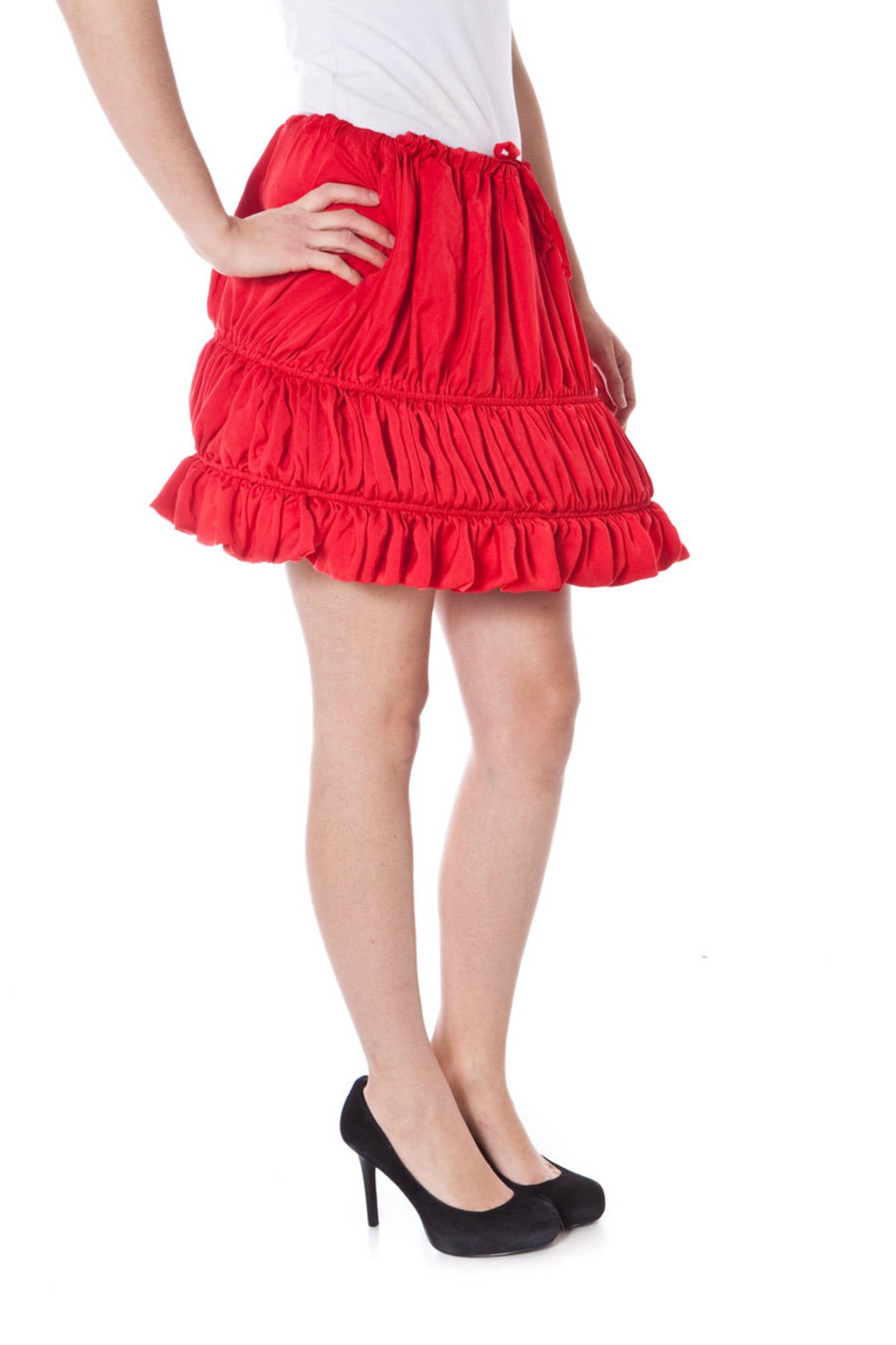 DENNY ROSE Kurzer Ballonrock Damen Rot – Verstellbare Taillenspitze aus Italien Rot