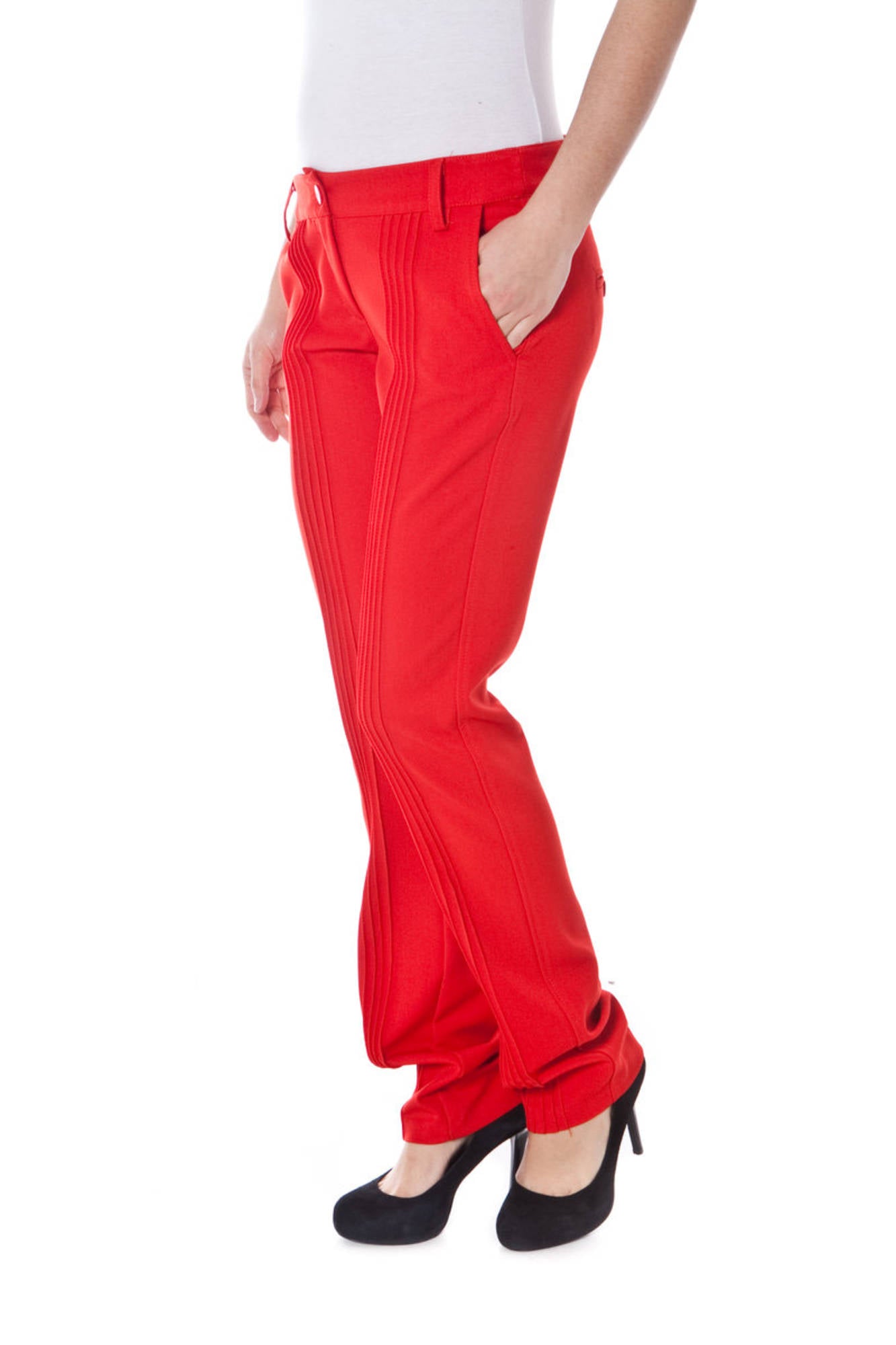 DENNY ROSE Rote Hose Damen – 2-Taschen-Hose aus Italien | soulluna.de Rot