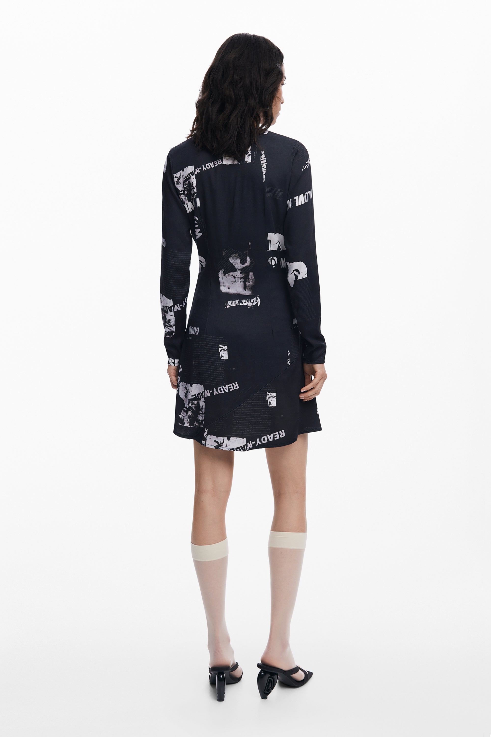DESIGUAL Damen Kleid kurz schwarz – Langarm mit Stickerei | soulluna.de Schwarz
