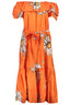 DESIGUAL Damen Kleid Orange – Langes Sommerkleid mit abnehmbarem Hüftgürtel Orange