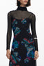 DESIGUAL Langes Schwarzes Damenkleid – Verstellbare Träger & Aquarell-Druck Schwarz