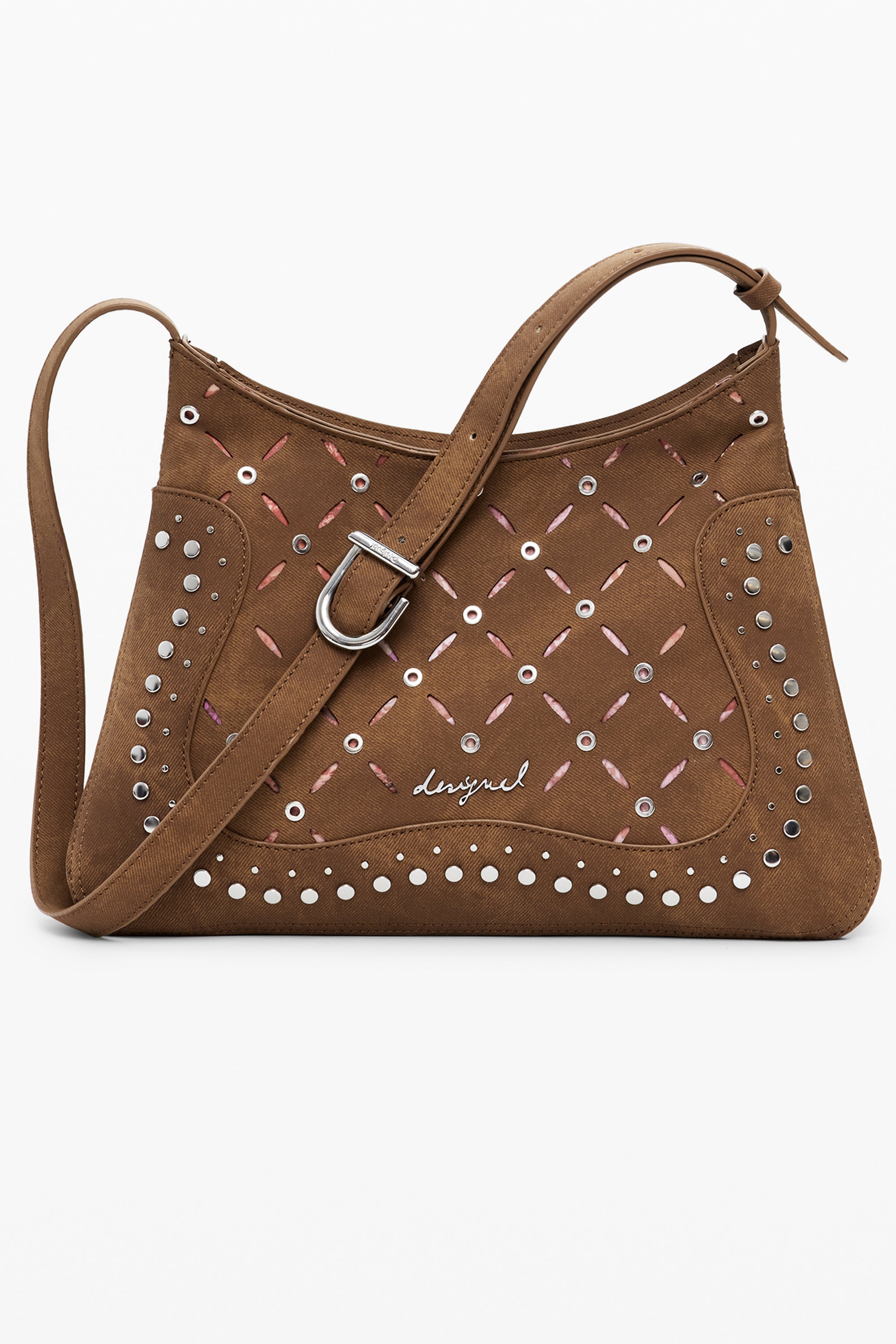 DESIGUAL Damentasche Braun – Verstellbare Schultertasche mit Nieten-Details für Damen Braun