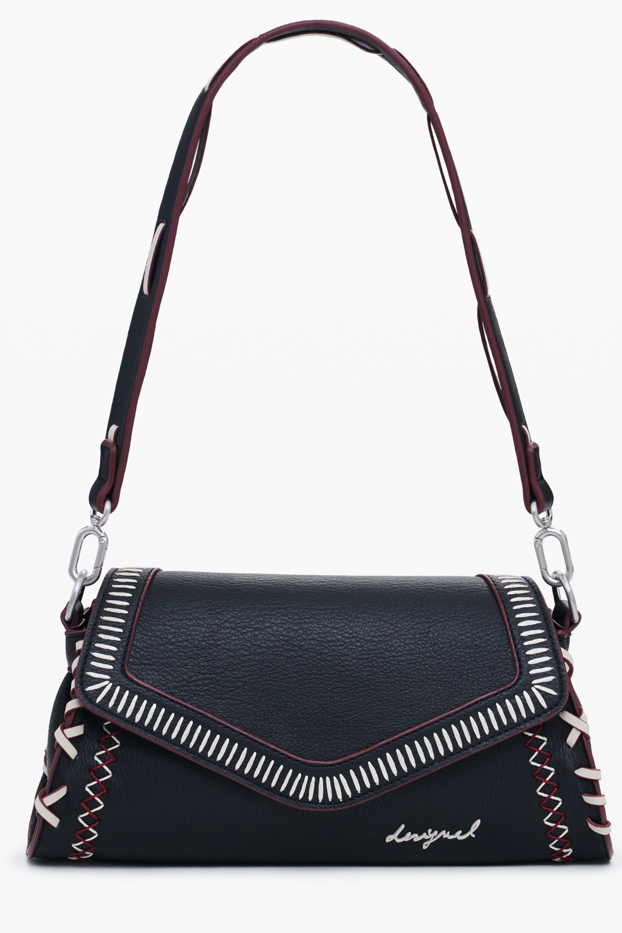 DESIGUAL Damen Tasche schwarz – Abnehmbarer Schultergurt & Manhattan Pespuntes Zarauz Schwarz