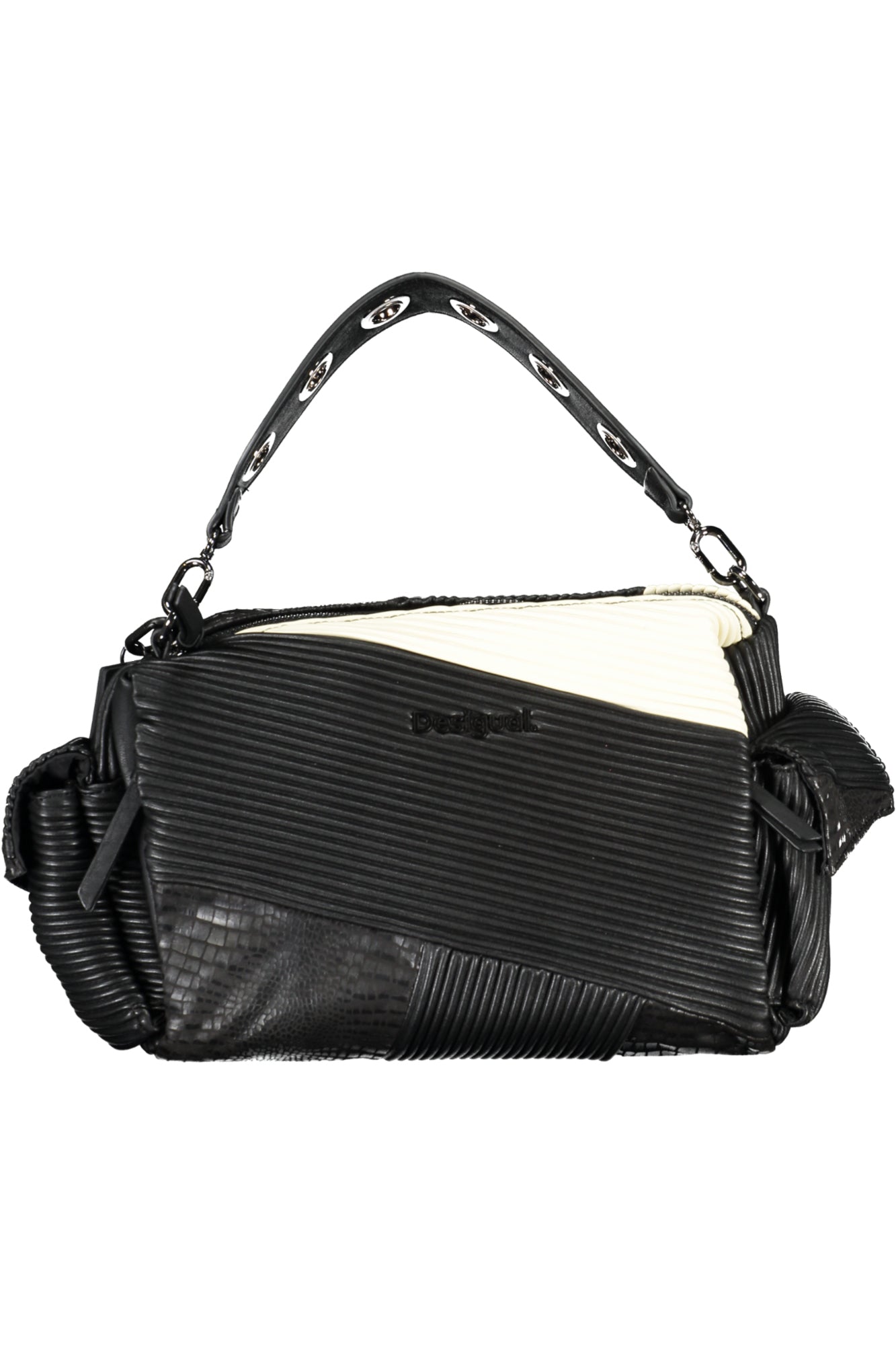 DESIGUAL Damen Tasche schwarz – Praktische Handtasche für Herbst/Winter mit abnehmbarem Griff Schwarz