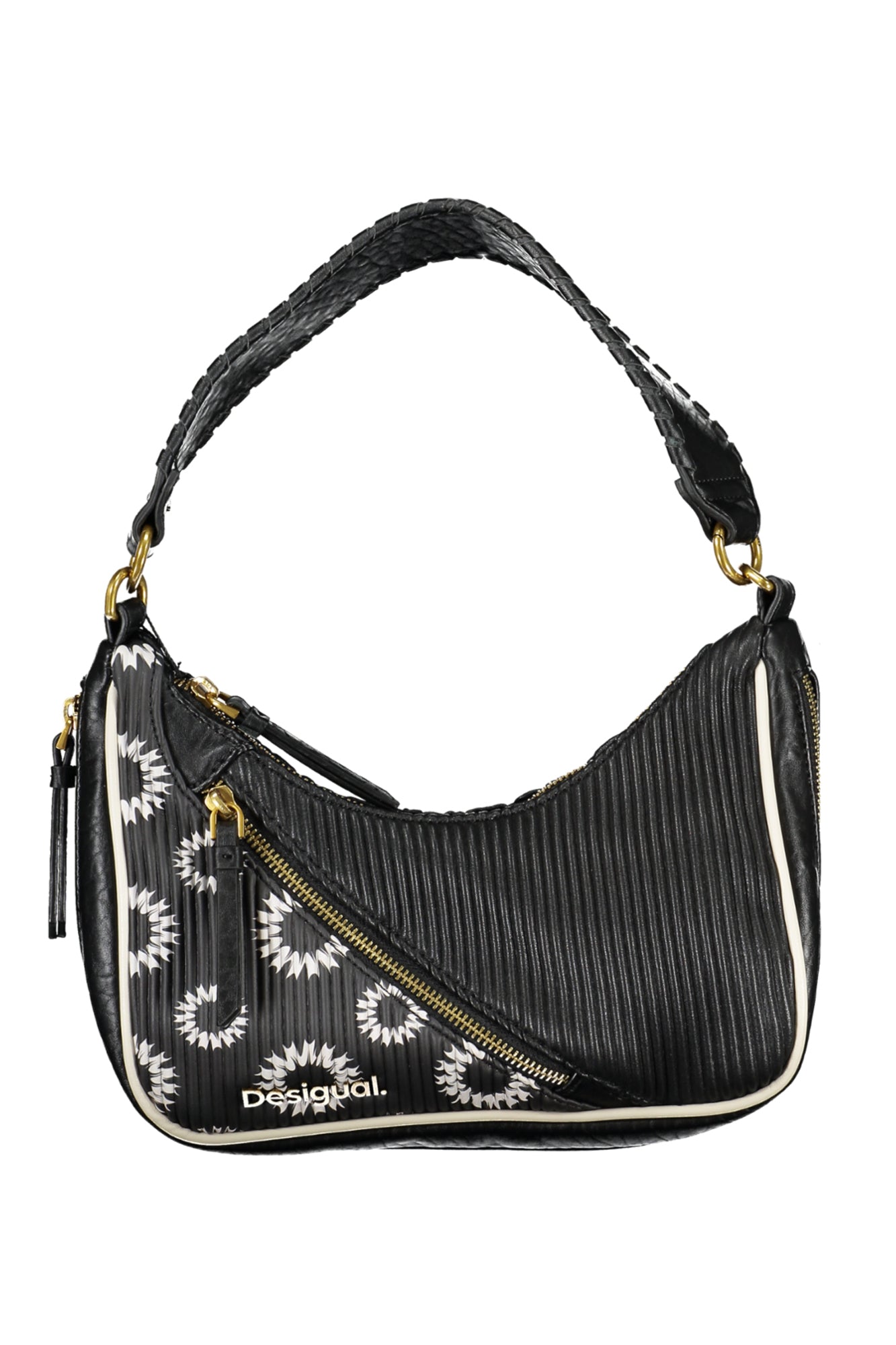 DESIGUAL Damen Tasche schwarz – Abnehmbarer Schultergurt & praktische Außentaschen Schwarz