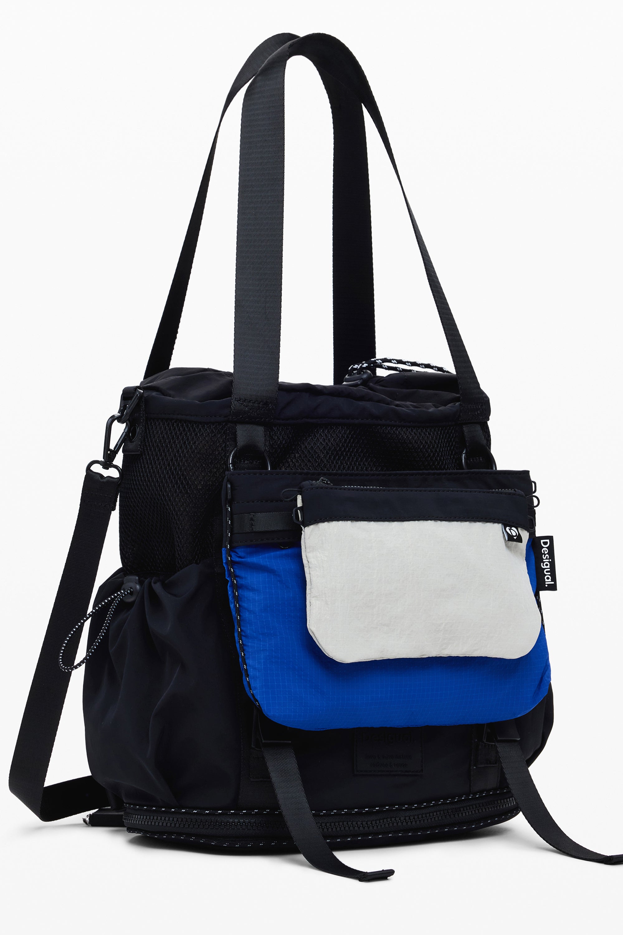 DESIGUAL Damen Tasche schwarz – Umwandlungsfähiger Rucksack für Herbst/Winter Schwarz