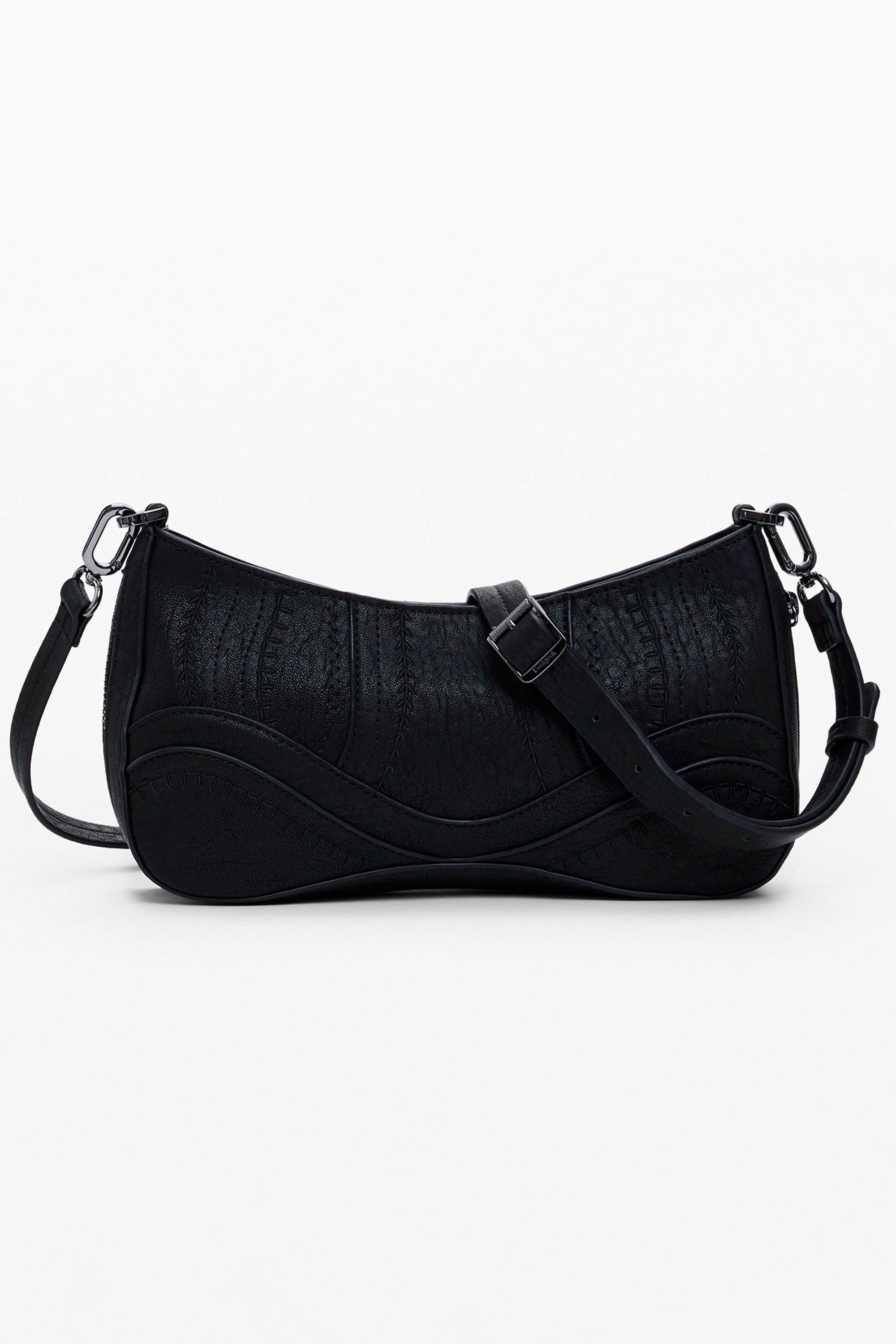 DESIGUAL Damen Tasche schwarz – Verstellbarer Schultergurt & Stickpatch-Details Schwarz