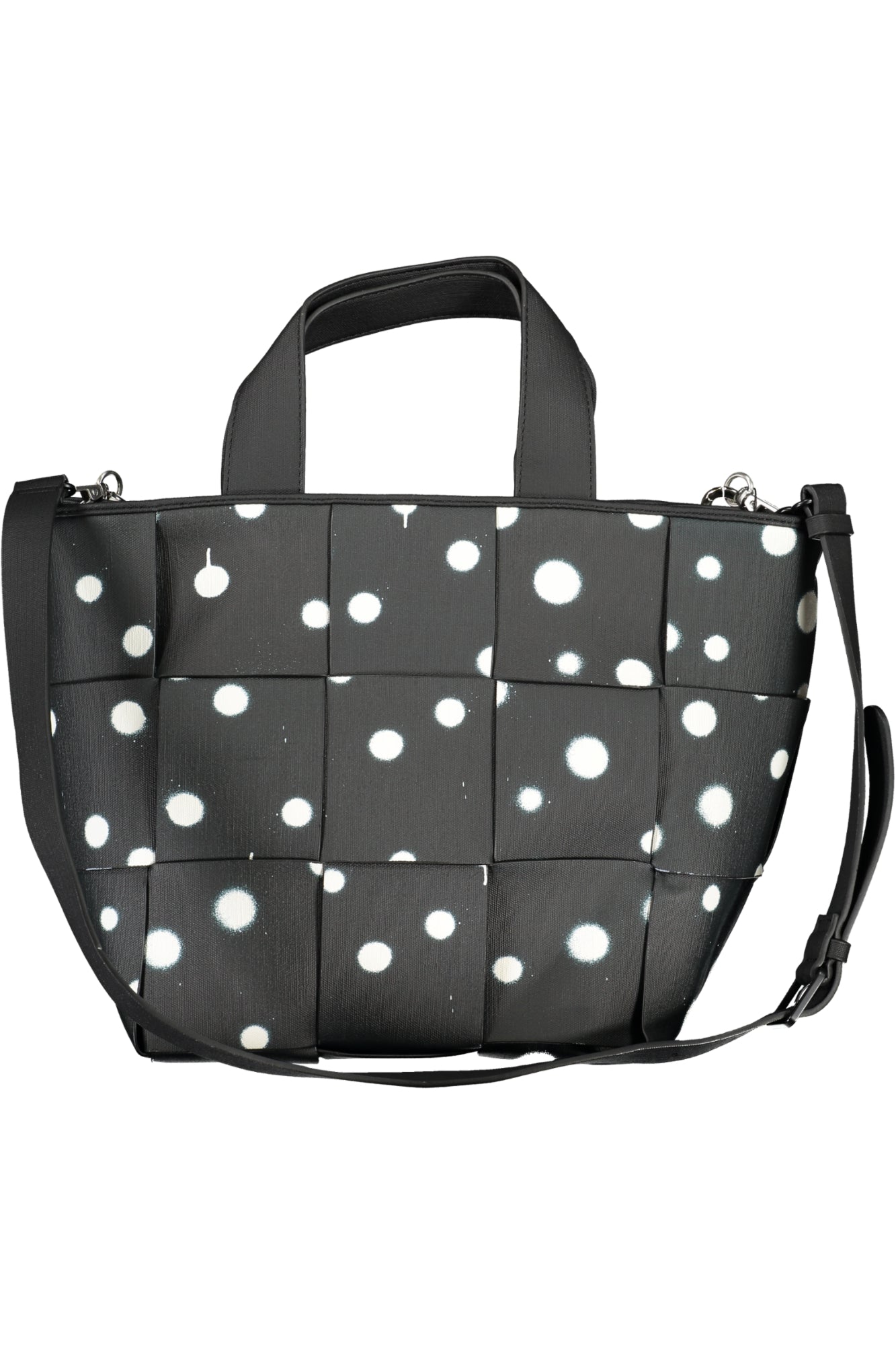 DESIGUAL Damen Tasche Weiß – Stilvolle Handtasche mit abnehmbarem Schultergurt Schwarz