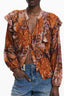 DESIGUAL Langarmshirt Damen – V-Ausschnitt mit Knopfdetails | Orange Orange