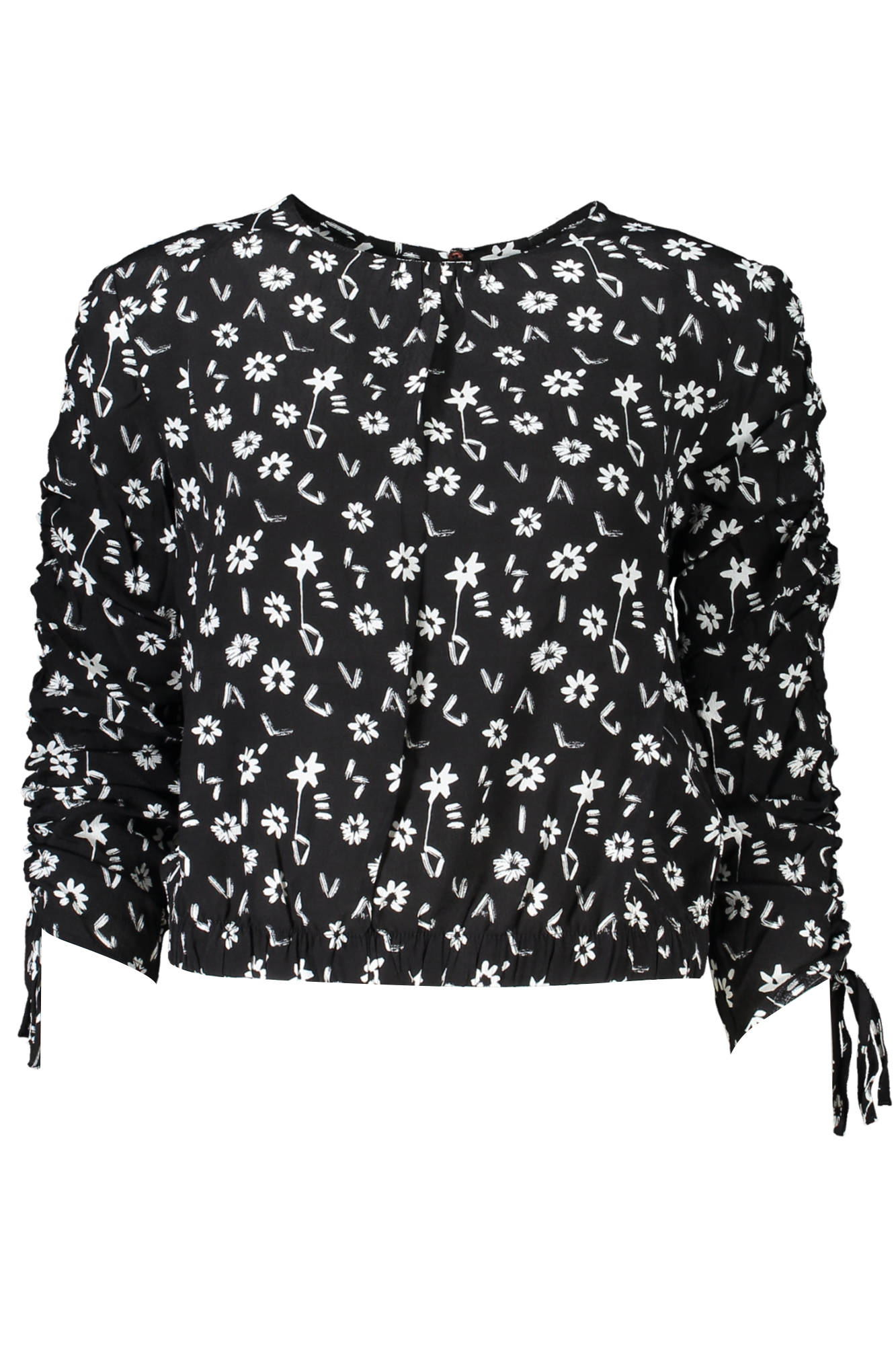DESIGUAL Langarmshirt Damen Schwarz – Viskose Bluse mit Schnürdetails | soulluna.de Schwarz