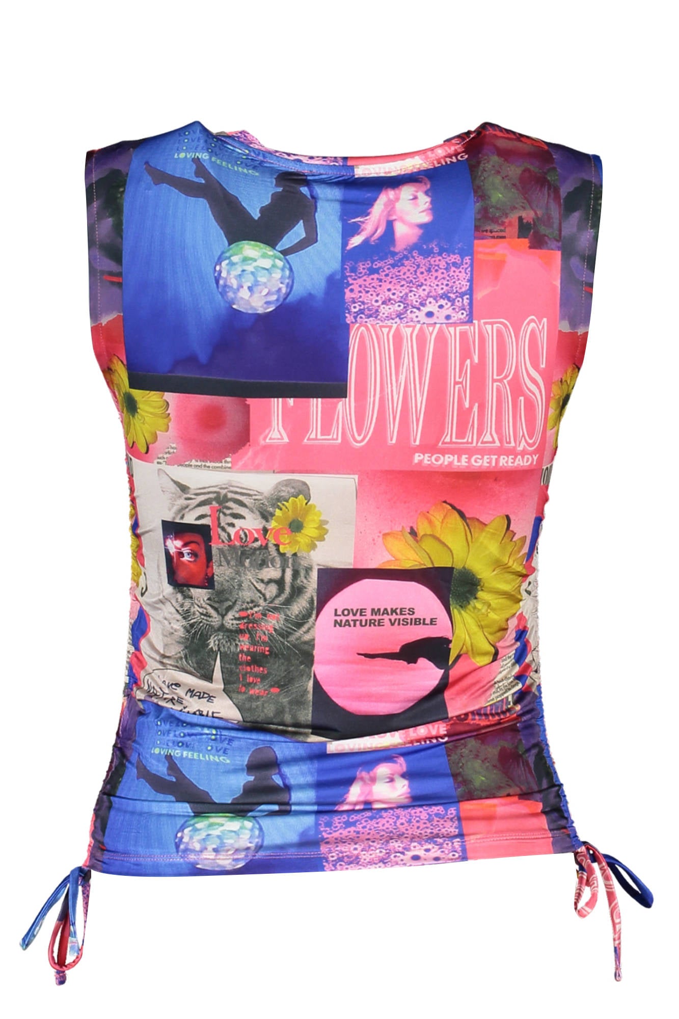 DESIGUAL Tanktop Damen – Blaues Sommer-Top mit verstellbarem Kordelzug Blau