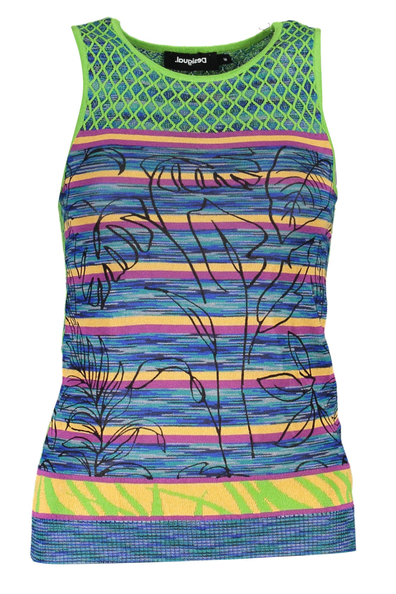 DESIGUAL Damen-Tanktop Grün – Runder Halsausschnitt mit Kontrastdetails | soulluna.de Grün