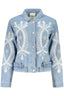 DESIGUAL Damen-Jeansjacke Blau – Mit Stickerei & Bordüre | Frühlingsjacke Hellblau