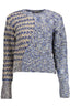 DESIGUAL Pullover Damen – Blauer Langarm-Pullover mit Kontrastdetails für Herbst/Winter Blau