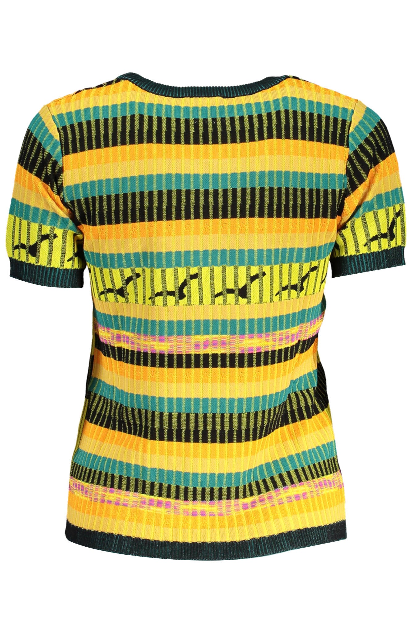DESIGUAL Damen Pullover gelb – Kurzarm T-Shirt mit Kontrastdetails | soulluna.de Gelb