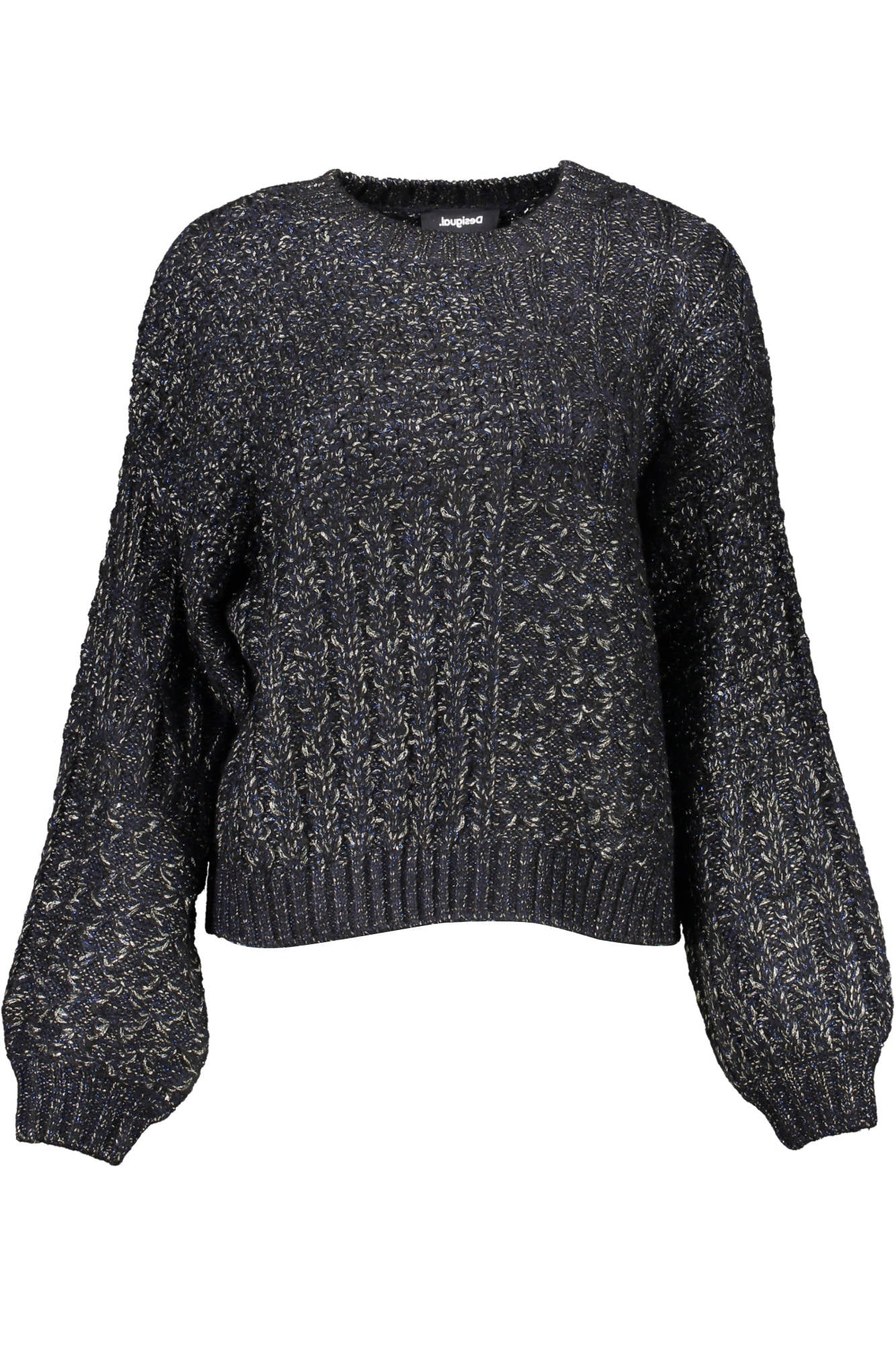 DESIGUAL Pullover Damen Schwarz – Langarmshirt mit Kontrastdetails für Herbst/Winter Schwarz