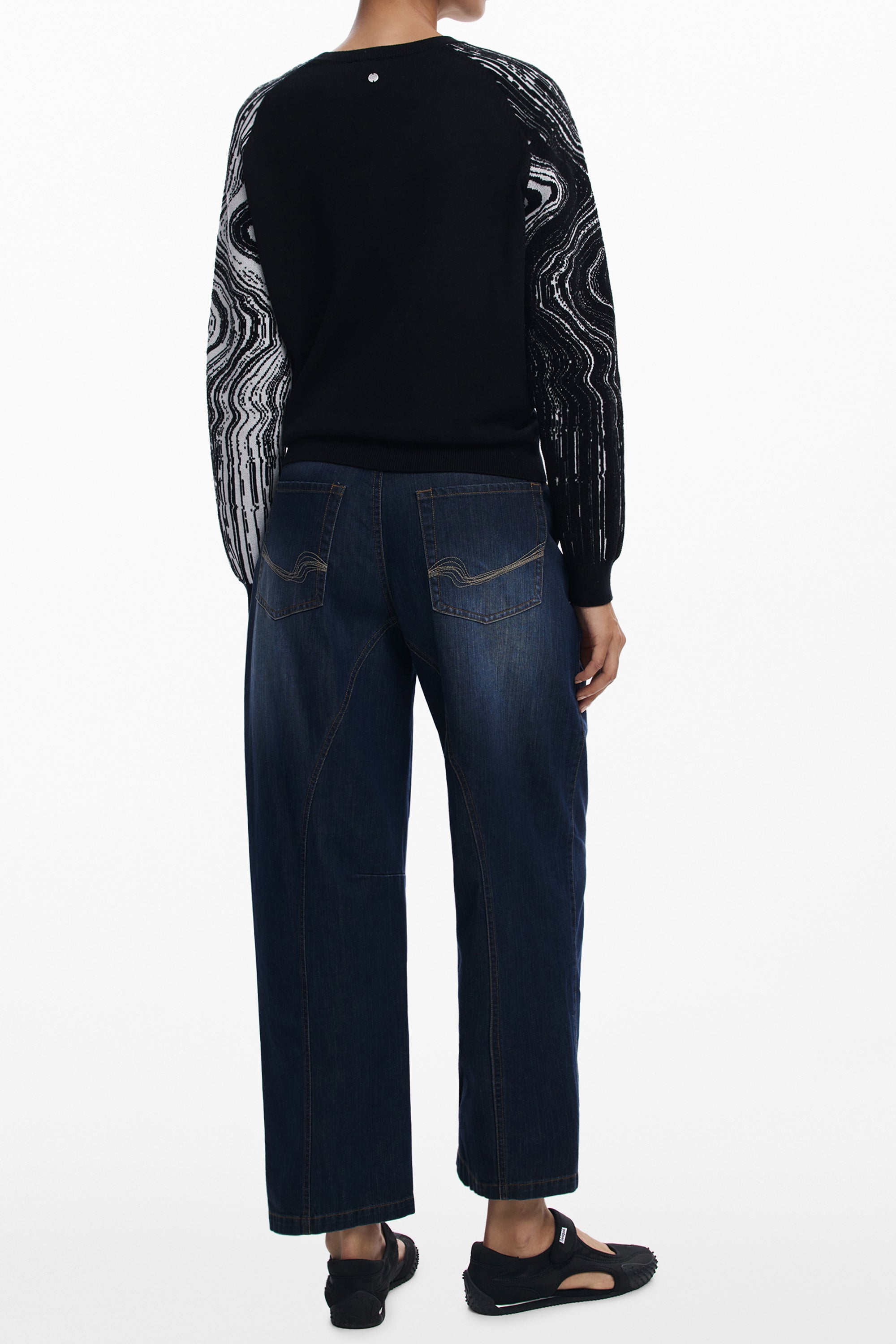 DESIGUAL Damen Pullover schwarz – Langärmlig mit kontrastierenden Details | soulluna.de Schwarz