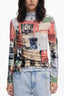 DESIGUAL Pullover Damen – Rosa gemustertes Langarmshirt mit Rollkragen | soulluna.de Rosa