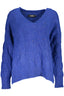 DESIGUAL Damenpullover blau – V-Ausschnitt mit Kontrastdetails für Herbst/Winter Blau