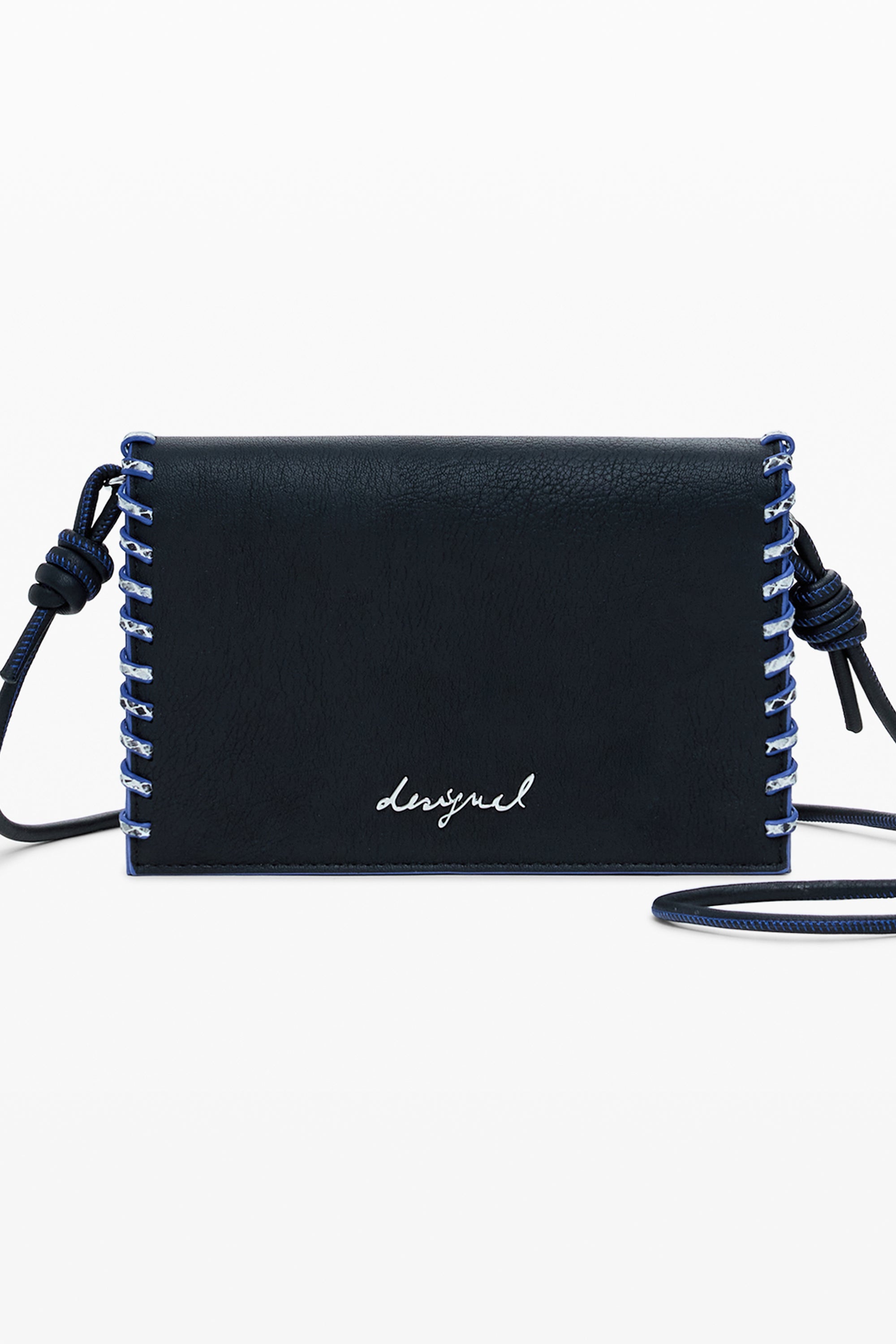 DESIGUAL Damen Brieftasche schwarz – Mit abnehmbarem Schultergurt und Münzfach Schwarz