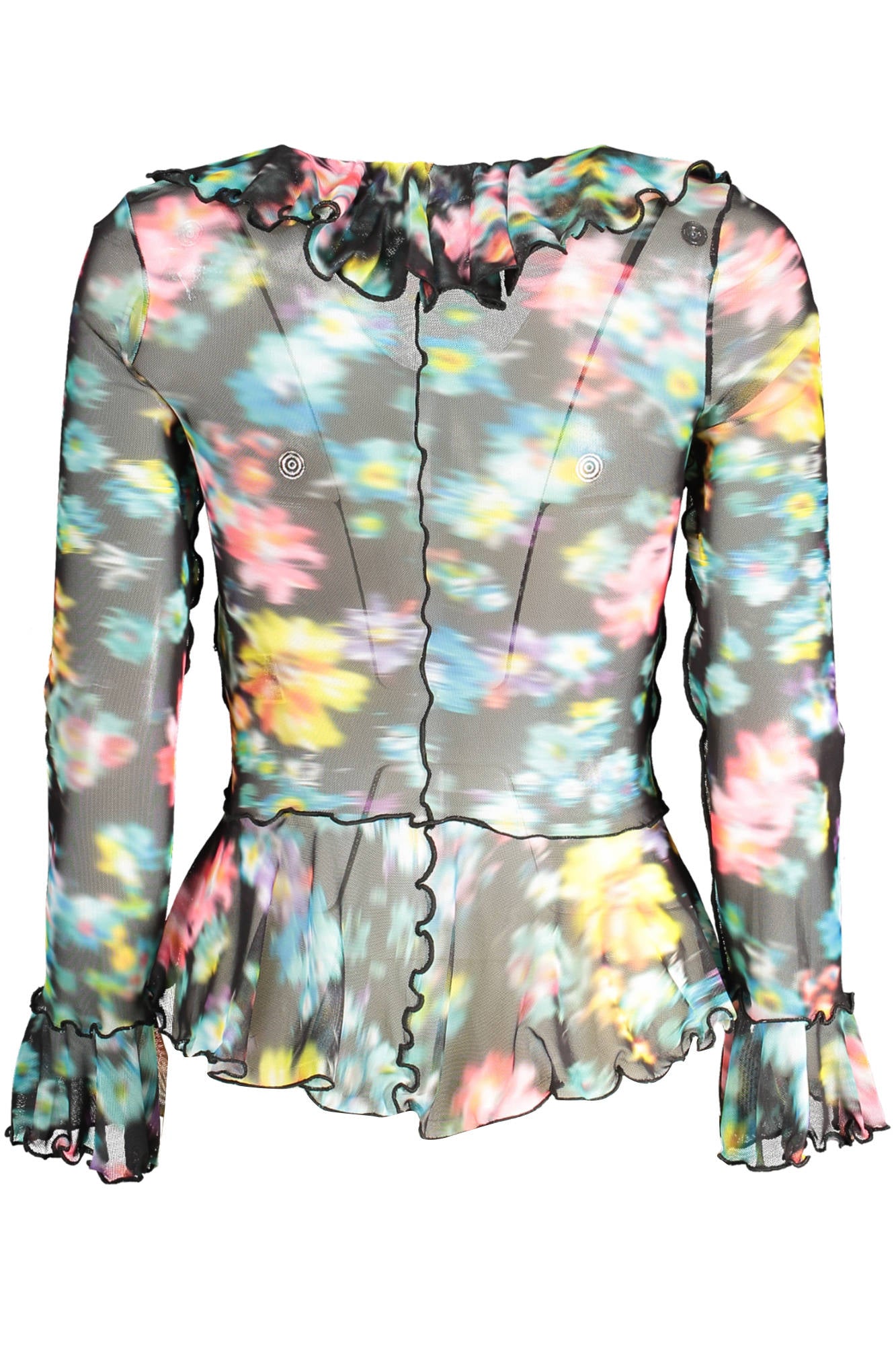 DESIGUAL Langarm-T-Shirt Damen – V-Ausschnitt mit Kontrastdetails | soulluna.de Schwarz