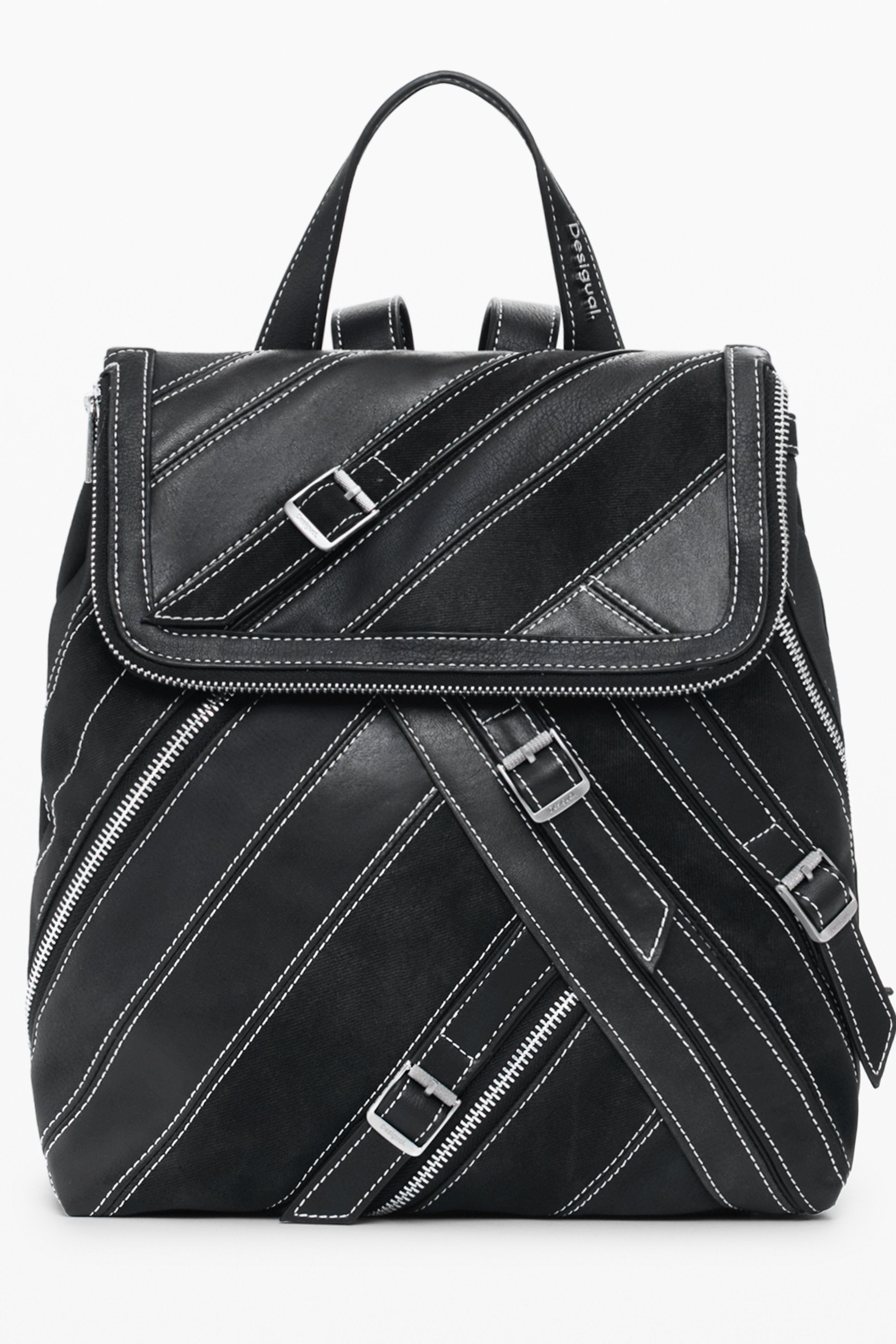 DESIGUAL Damen Rucksack Schwarz – Vielseitiger Alltagsbegleiter mit stylischen Details Schwarz