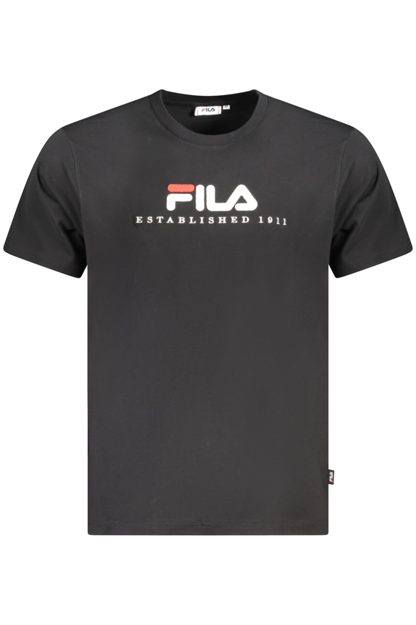FILA Herren T-Shirt Schwarz – Kurzarm aus Bio-Baumwolle mit Logo-Stickerei Schwarz