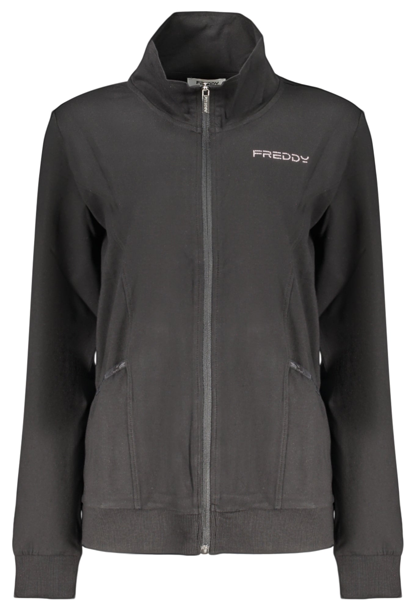 FREDDY Damen Sweatshirt – mit Taschen, mit Reißverschluss Schwarz