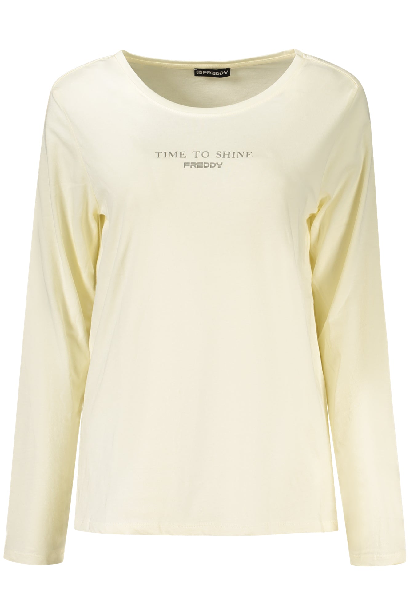 FREDDY Damen Langarm T-Shirt Schwarz – Weithals Basic für Herbst/Winter Weiß