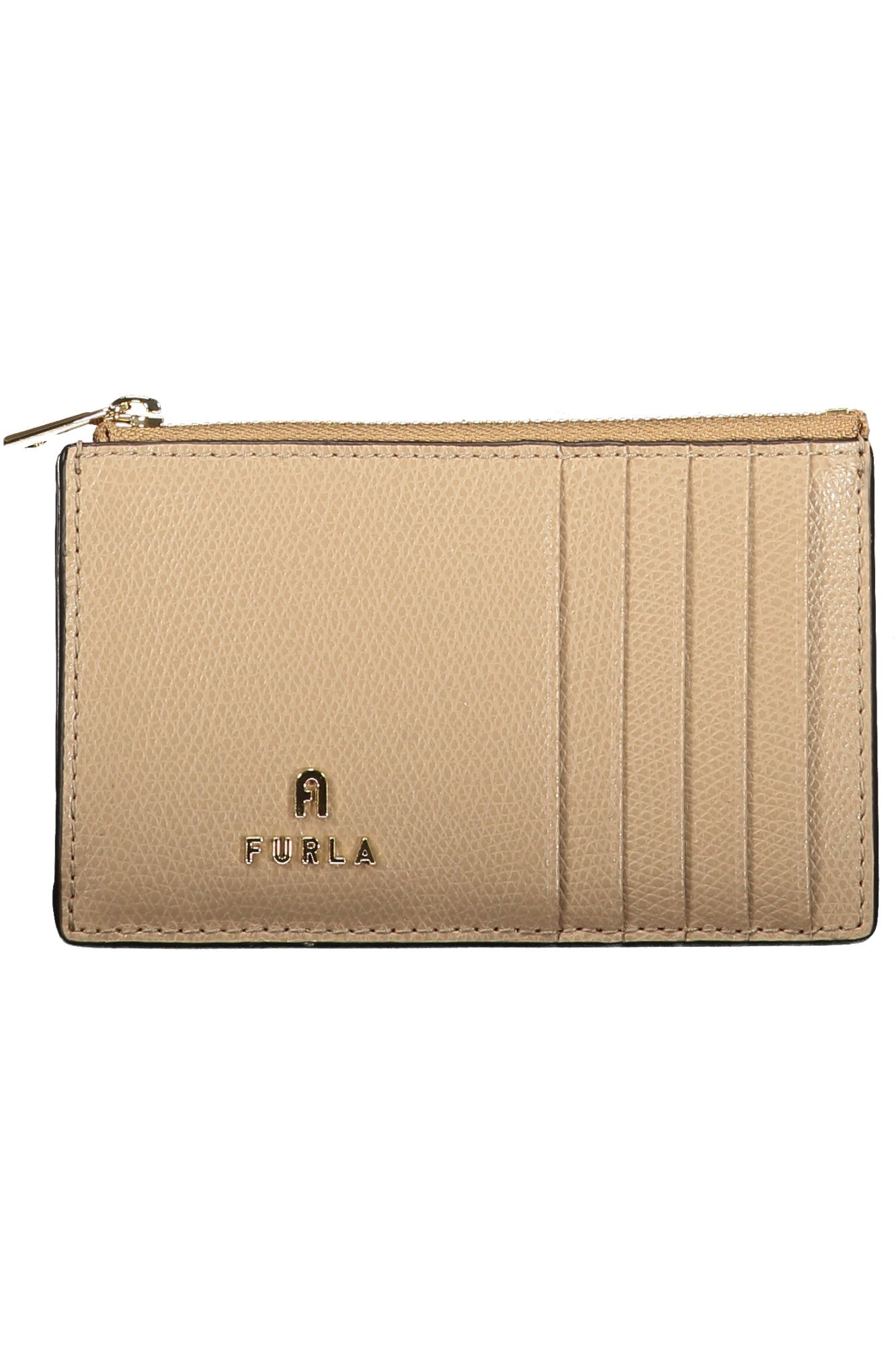 FURLA Damen-Geldbörse in Beige – Reißverschluss-Portemonnaie aus Leder Beige