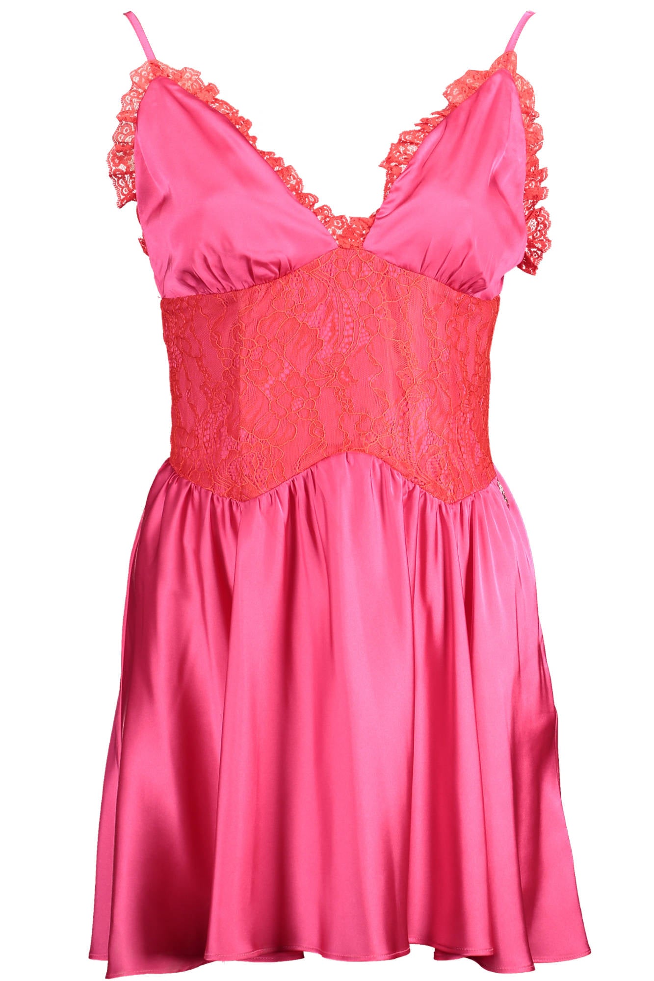 Gaelle Paris Rosa Kurzes Damenkleid – Italienische Qualität mit Spitzeneinsätzen Rosa