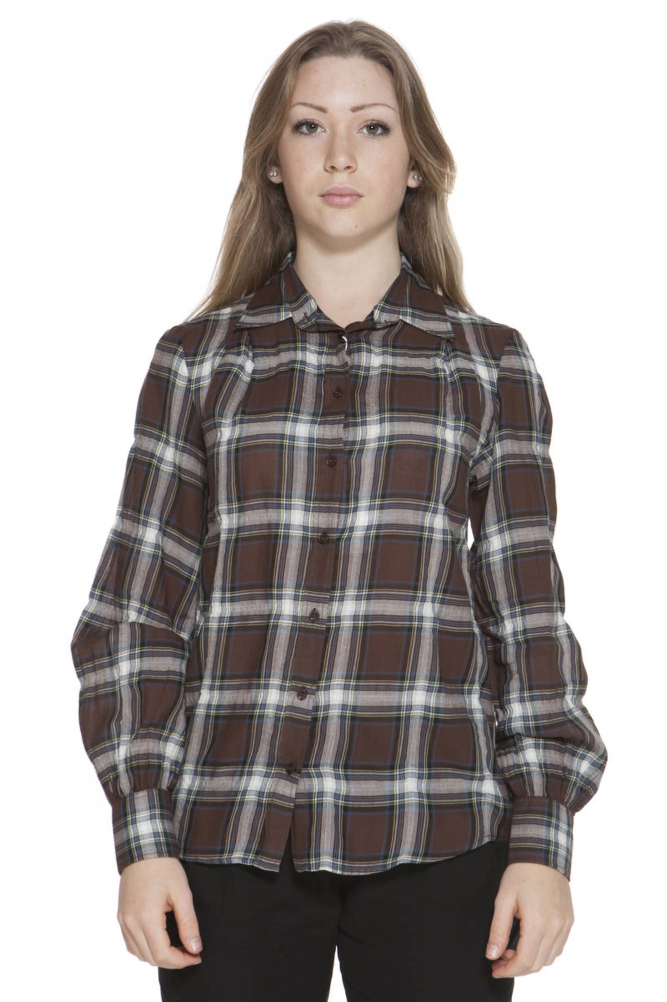 GANT Damen-Langarmshirt Braun – Slim Fit Hemd mit Italienkragen | soulluna.de Braun