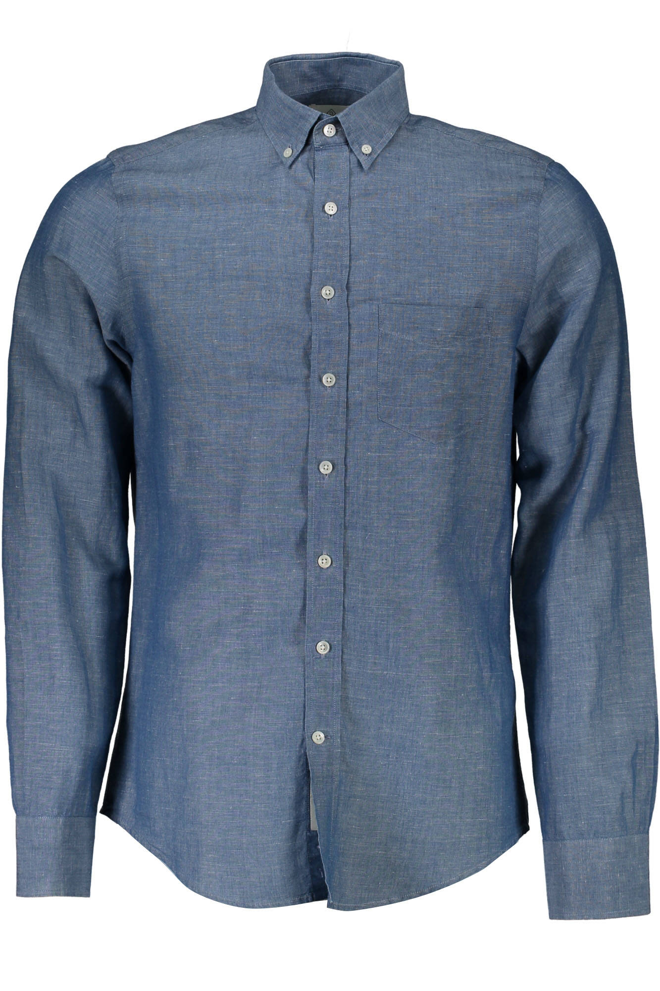 GANT Langarm-Hemd Herren – Blaues Hemd aus Baumwolle-Leinen | Italienerkragen Blau
