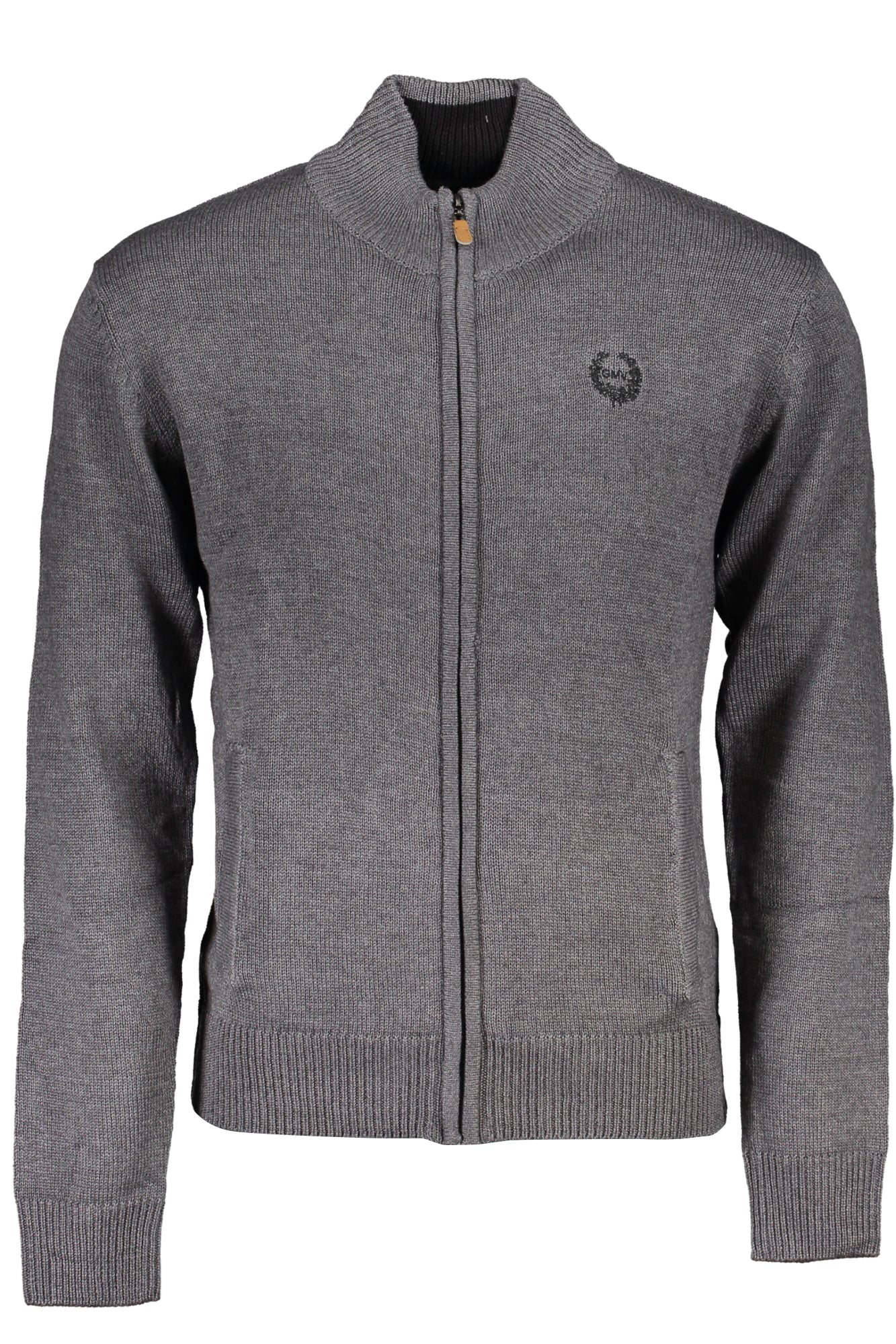 GIAN MARCO VENTURI Herren-Pullover Blau – Cardigan mit Reißverschluss & Stickerei | soulluna.de Grau