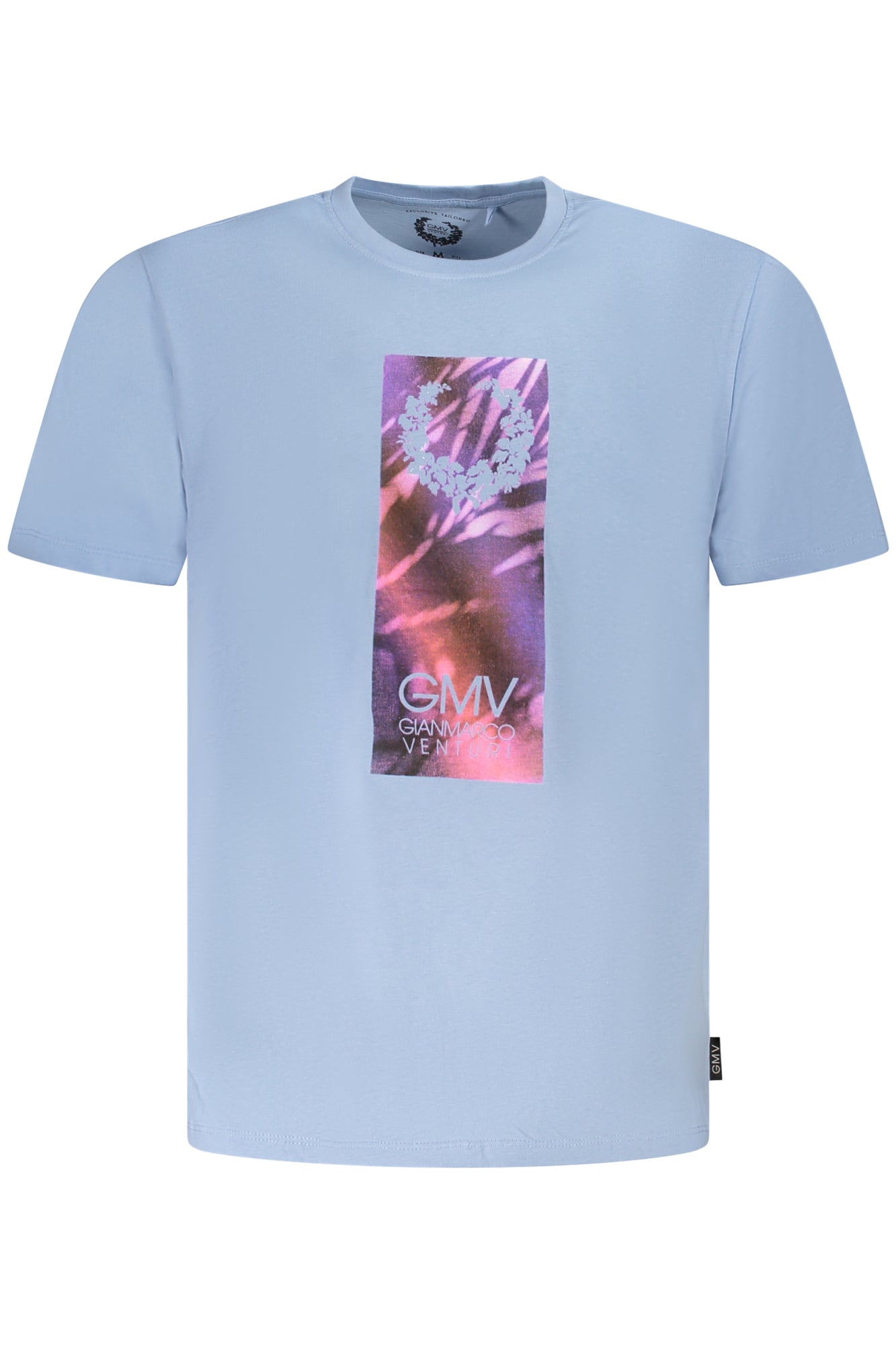 GIAN MARCO VENTURI Herren T-Shirt Weiss – Kurzärmlig aus 100% Baumwolle Hellblau