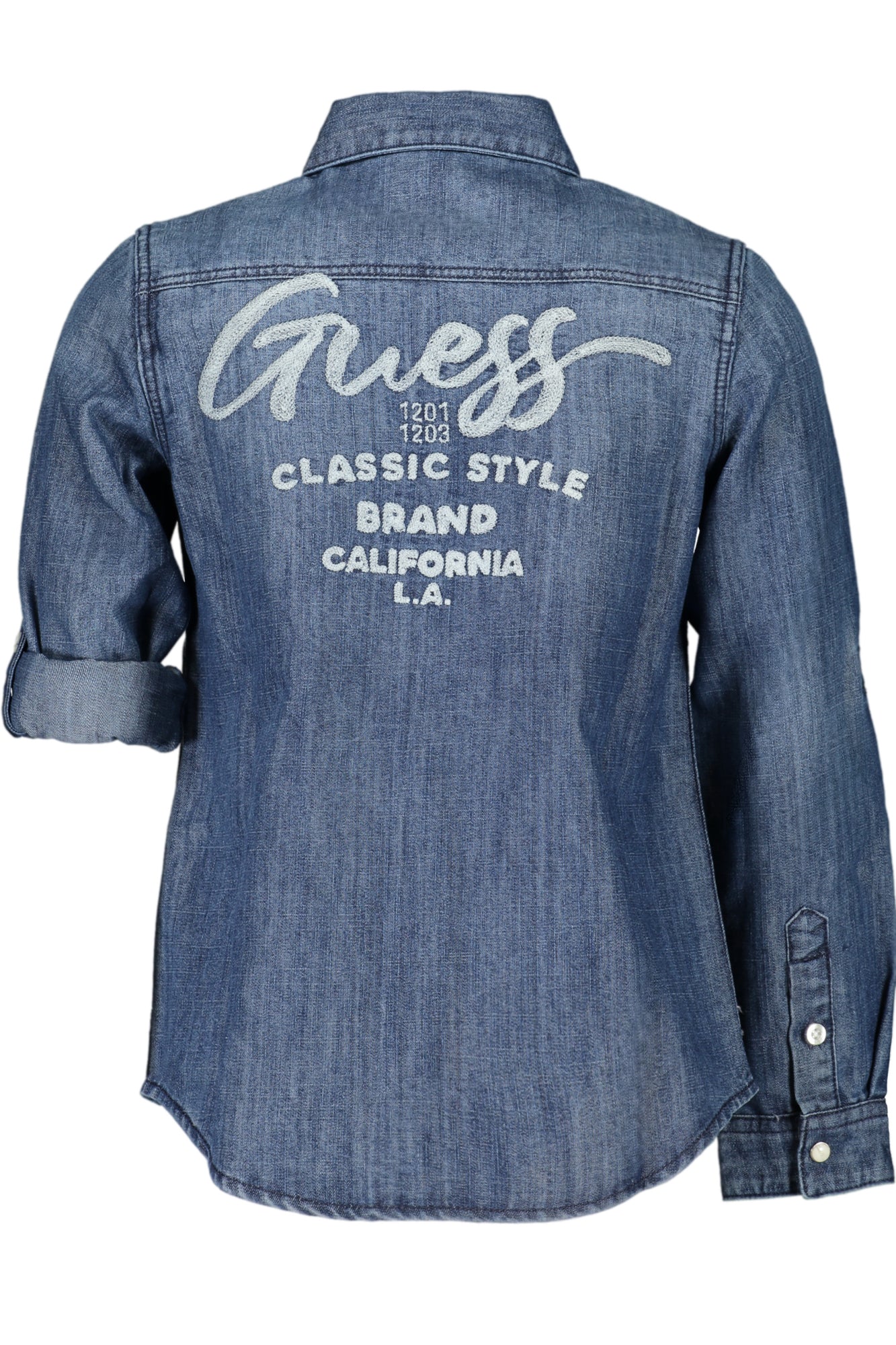 GUESS JEANS Langärmeliges Hemd für Mädchen – Blau mit Stickerei | soulluna.de Blau