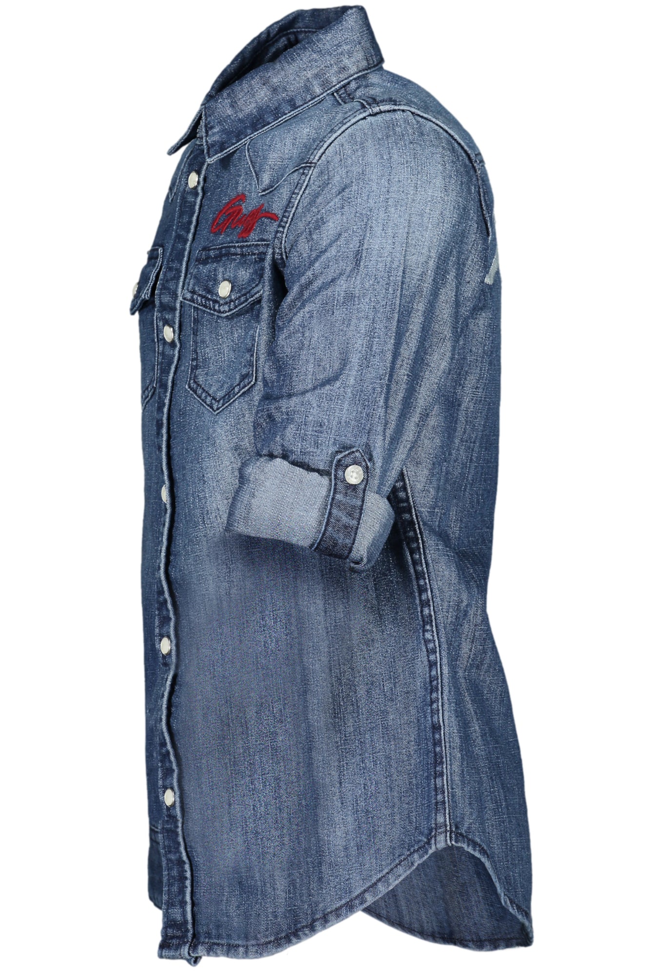 GUESS JEANS Langärmeliges Hemd für Mädchen – Blau mit Stickerei | soulluna.de Blau