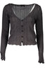 GUESS JEANS Grauer Cardigan Damen – V-Ausschnitt mit Kontrastdetails | soulluna.de Grau