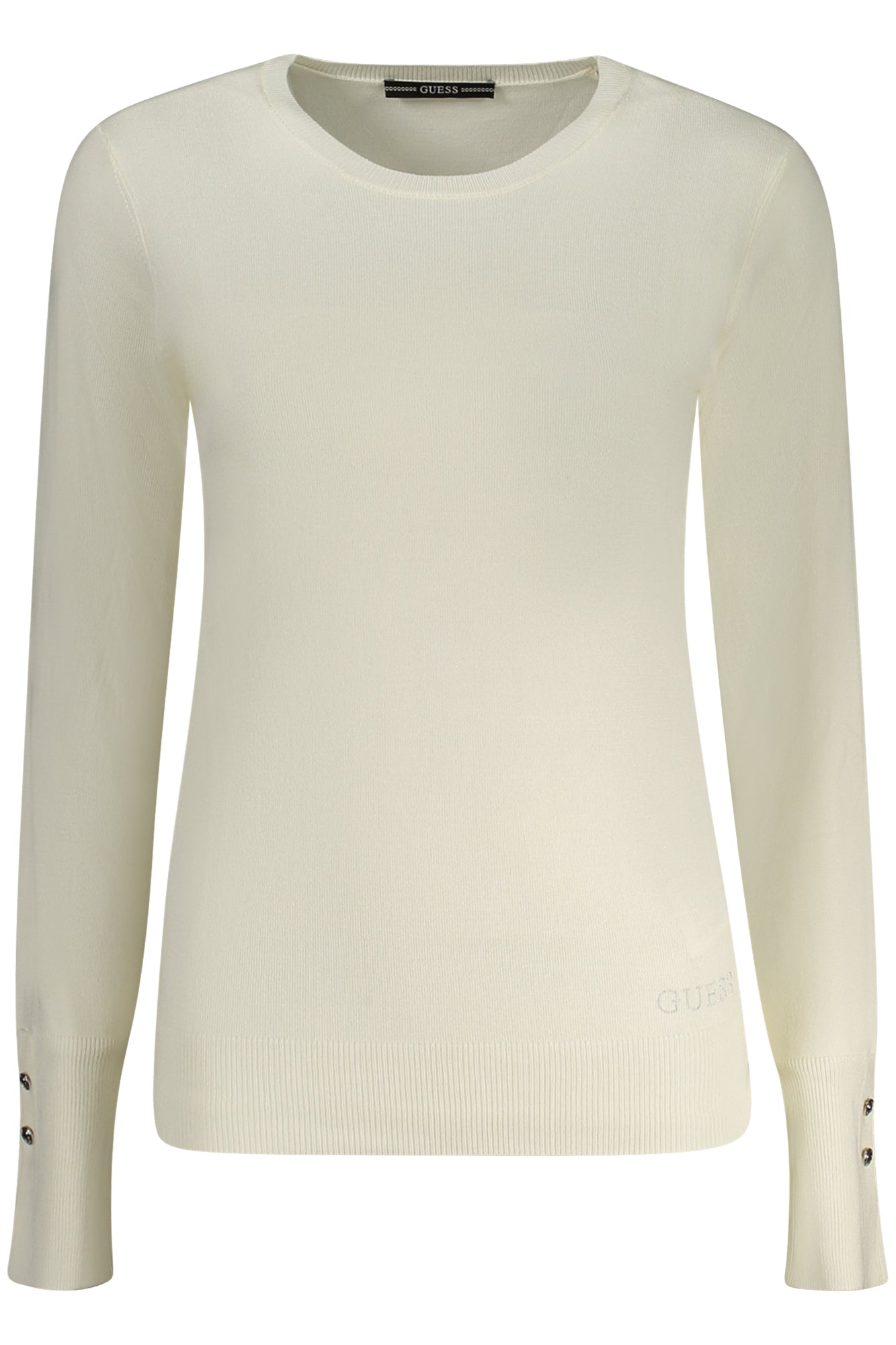 GUESS JEANS Schwarzer Pullover Damen – Strass-Applikation & Logo | soulluna.de Weiß